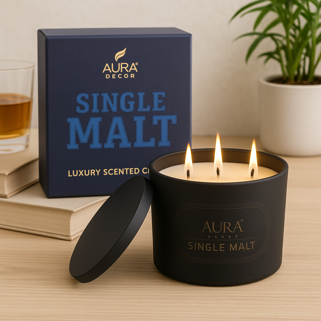 Bulk Buy AuraDecor Velvet Addiction Scented Candle, Master pack of 20pcs (Single Malt)
