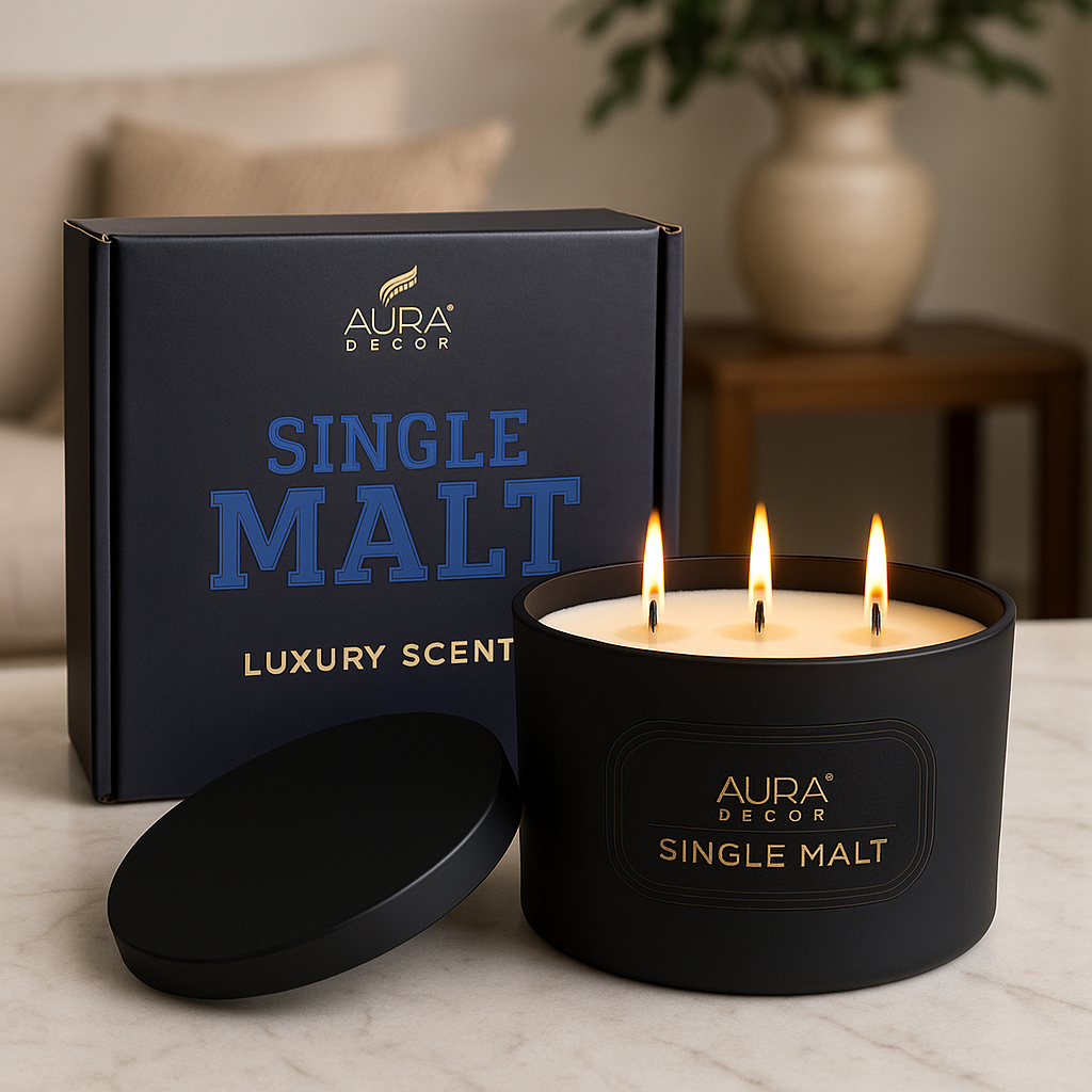 Bulk Buy AuraDecor Velvet Addiction Scented Candle, Master pack of 20pcs (Single Malt)