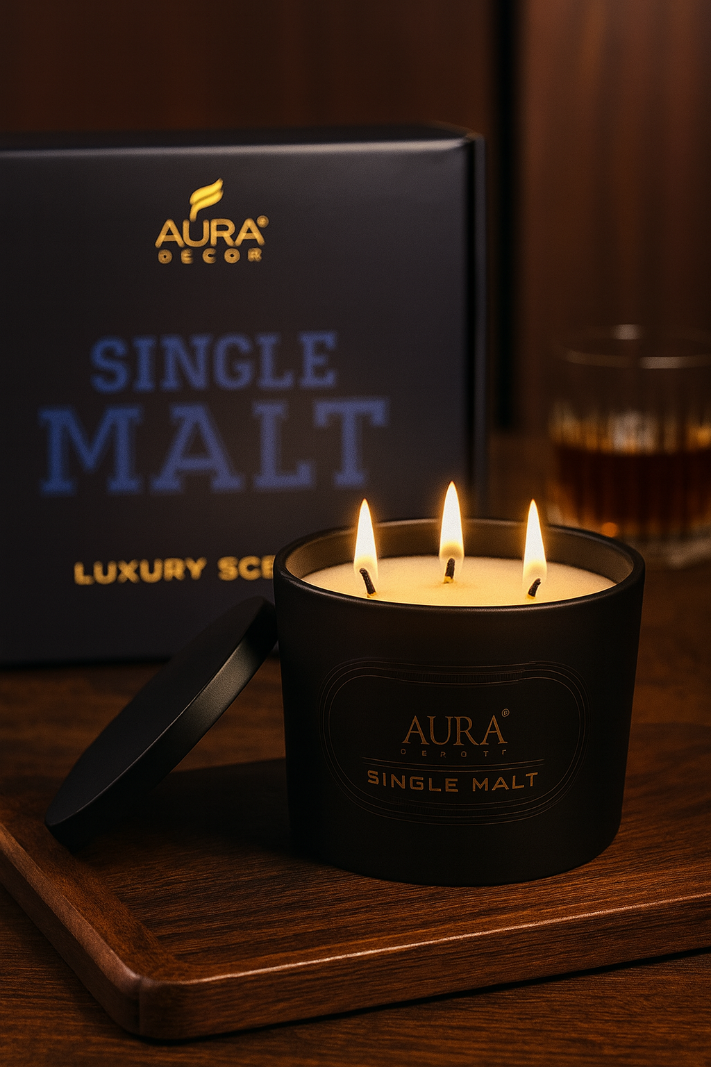 AuraDecor Velvet Single Malt Addiction Bold Scented Candle (Master pack of 20pcs)