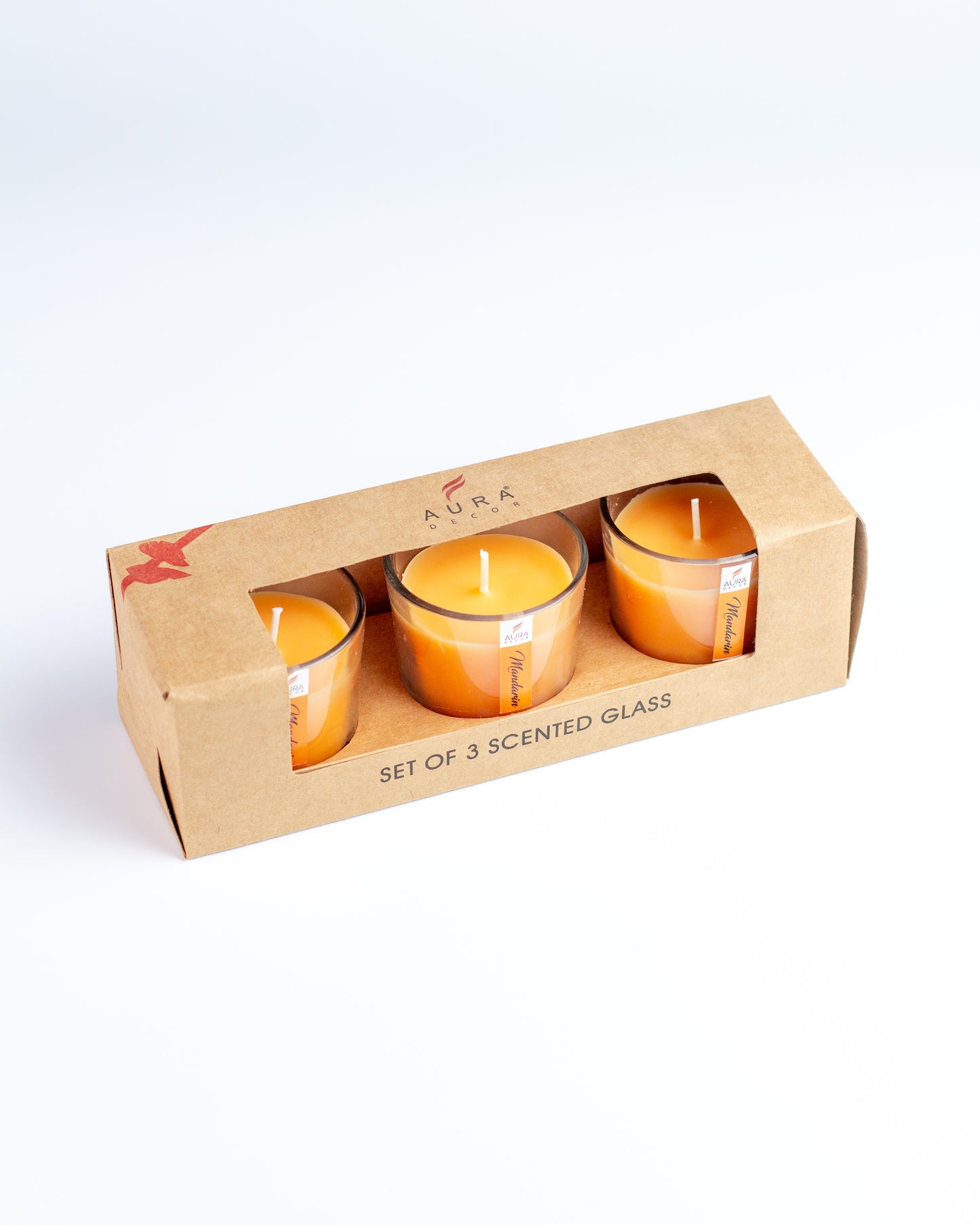 AuraDecor Glass Set of 3 Fragrance Votive Candle