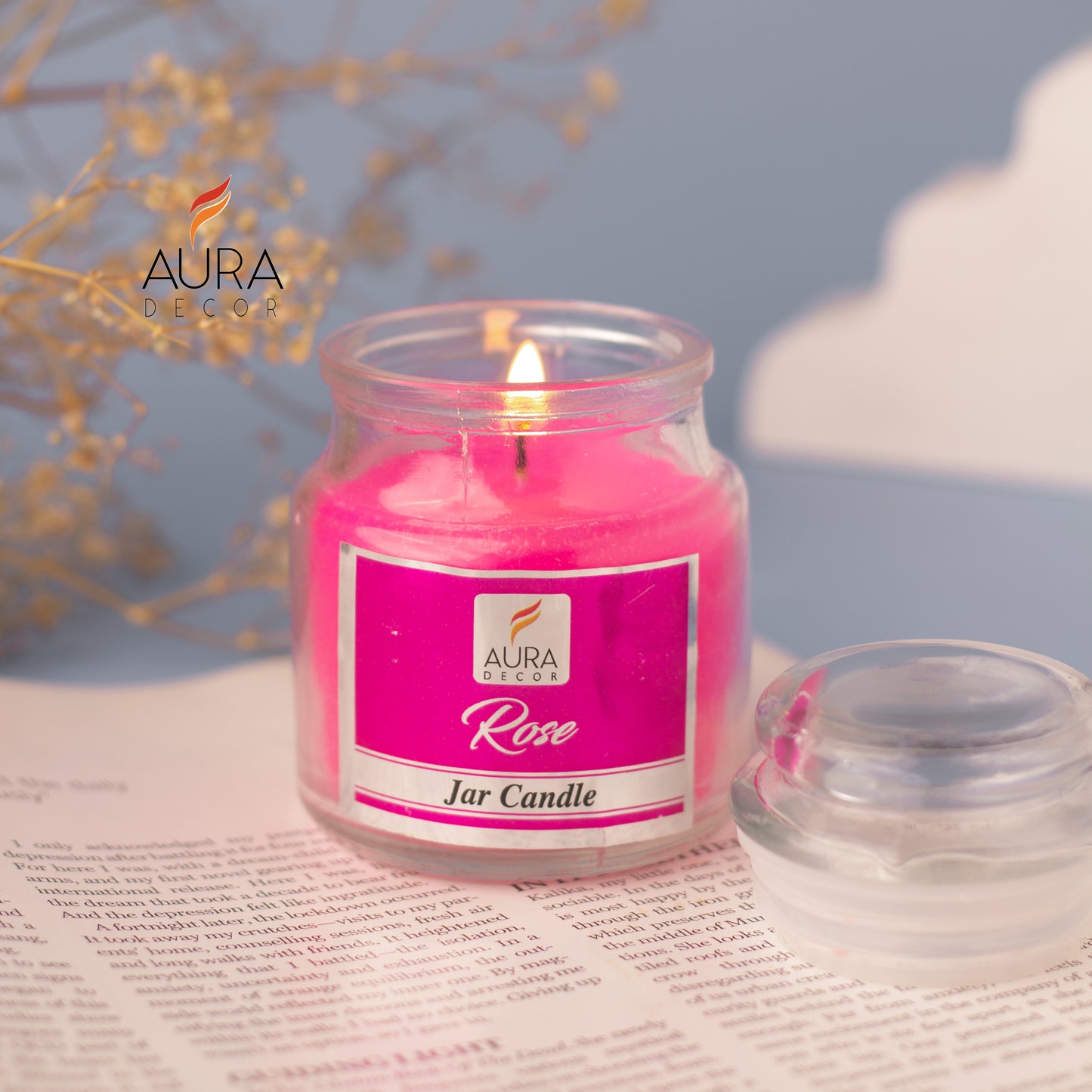 AuraDecor Buy 1 Get 1 Fragrance Jar Candles ( Burning Time 30 hours Each )