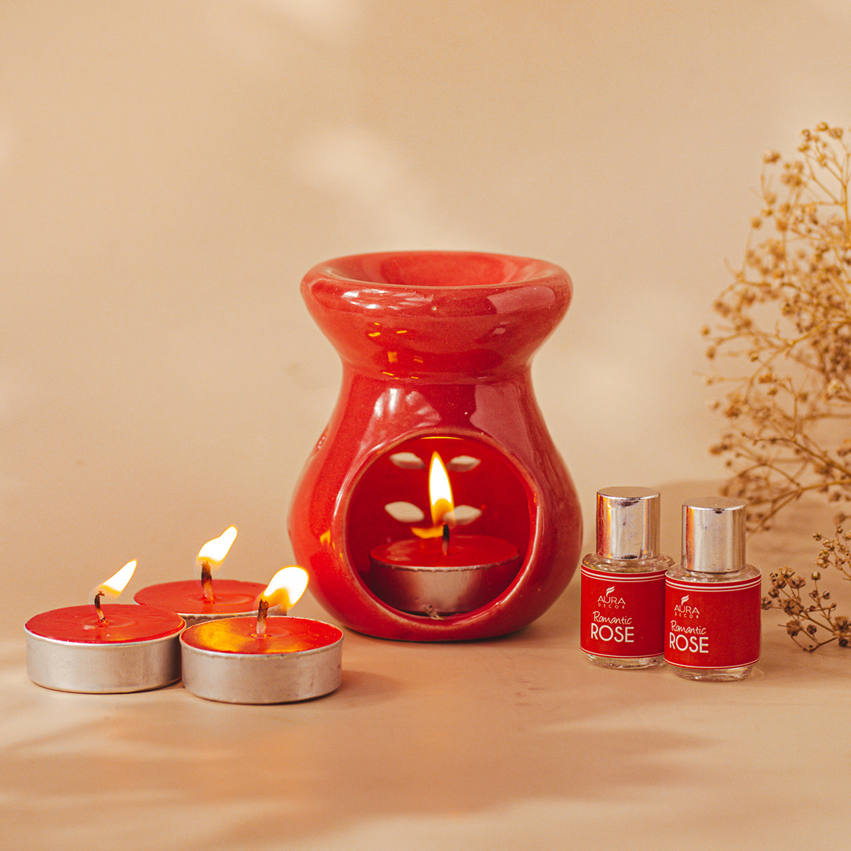 Bulk Buy Aura Decor AromaTherapy Gift Set with 4 Tealight & 2 , 5ml Aroma Oil (GS-06) (Master 36 Pcs))