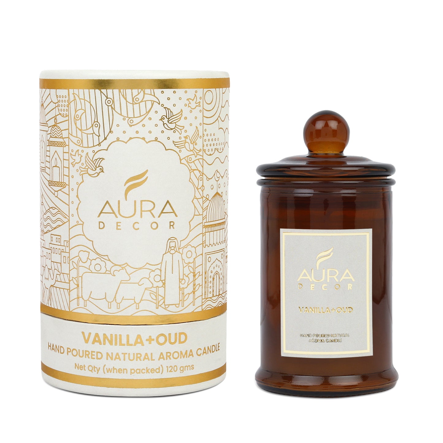 AuraDecor Scented Tomb Lid Jar Candle || Amber jar || Gift Set ||