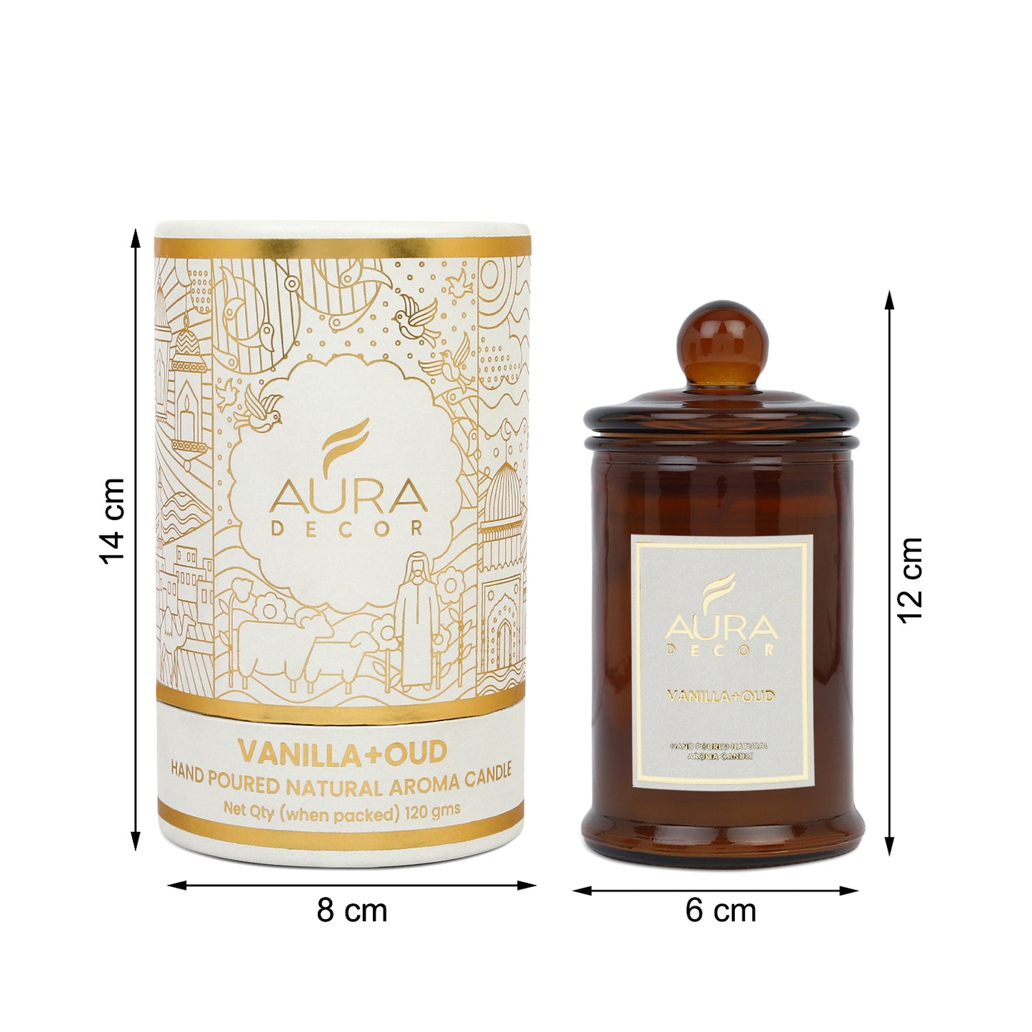 AuraDecor Scented Tomb Lid Jar Candle || Amber jar || Gift Set ||