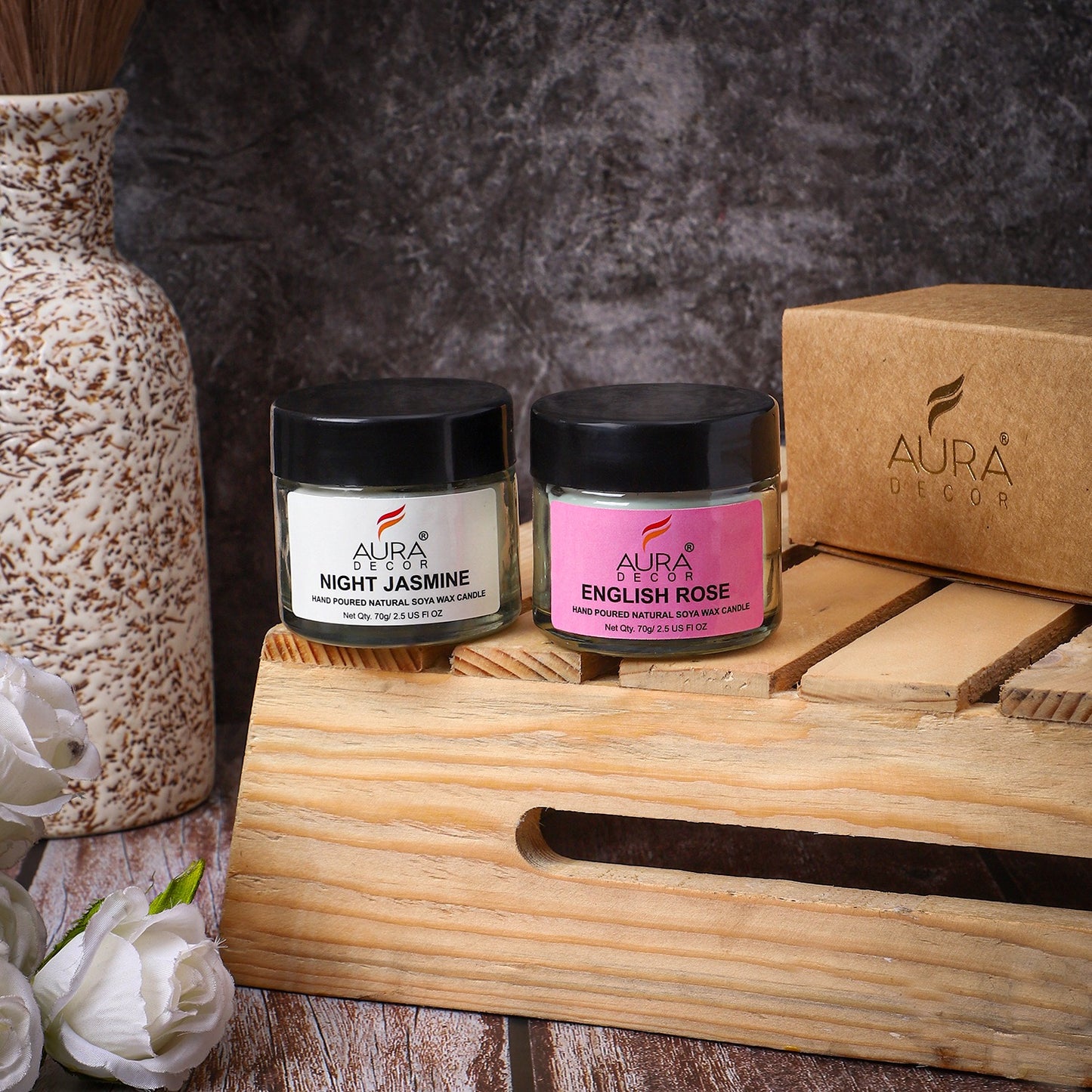 Bulk Buy AuraDecor Natural soy wax jar candle set (Pack of 50)