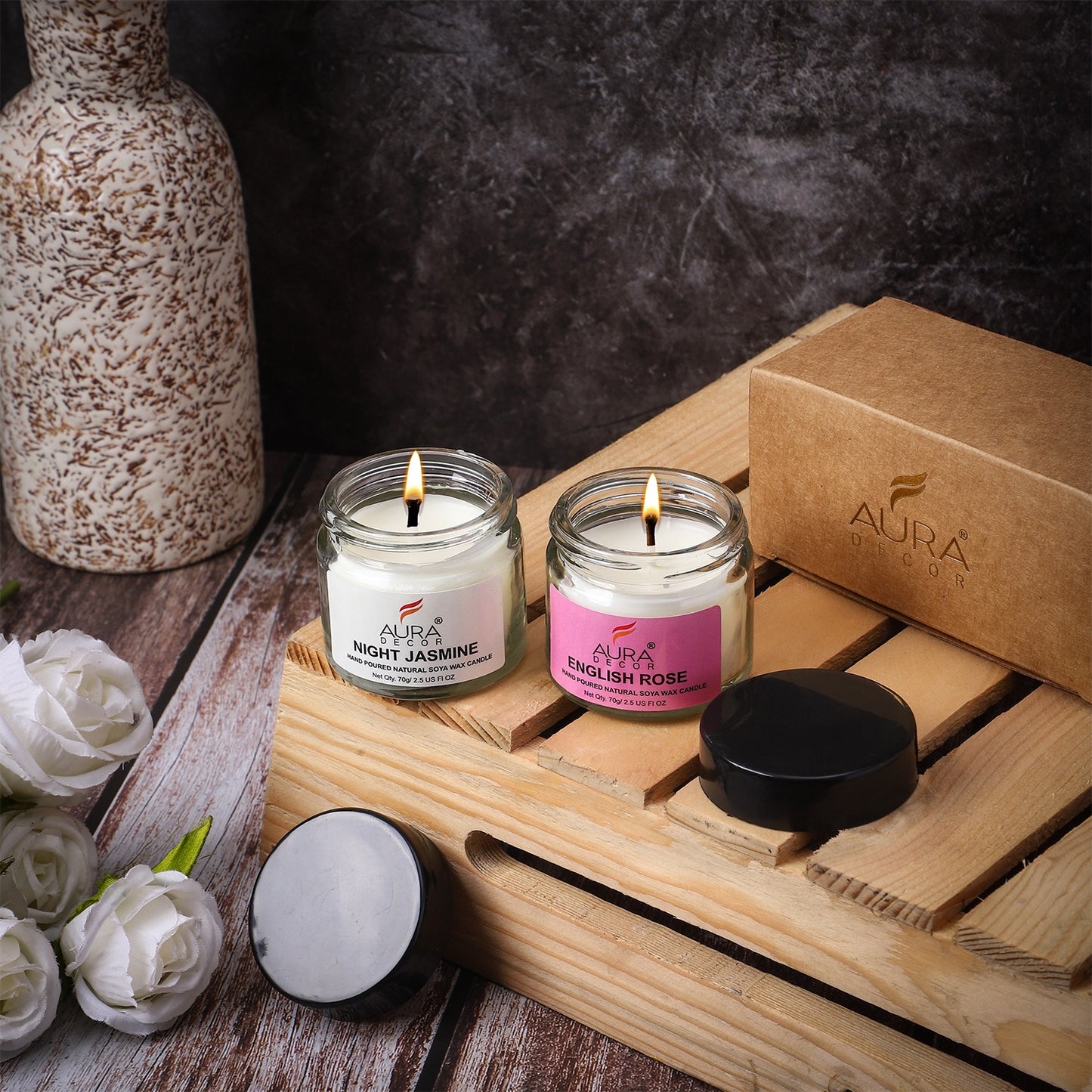 Bulk Buy AuraDecor Natural soy wax jar candle set (Pack of 50)