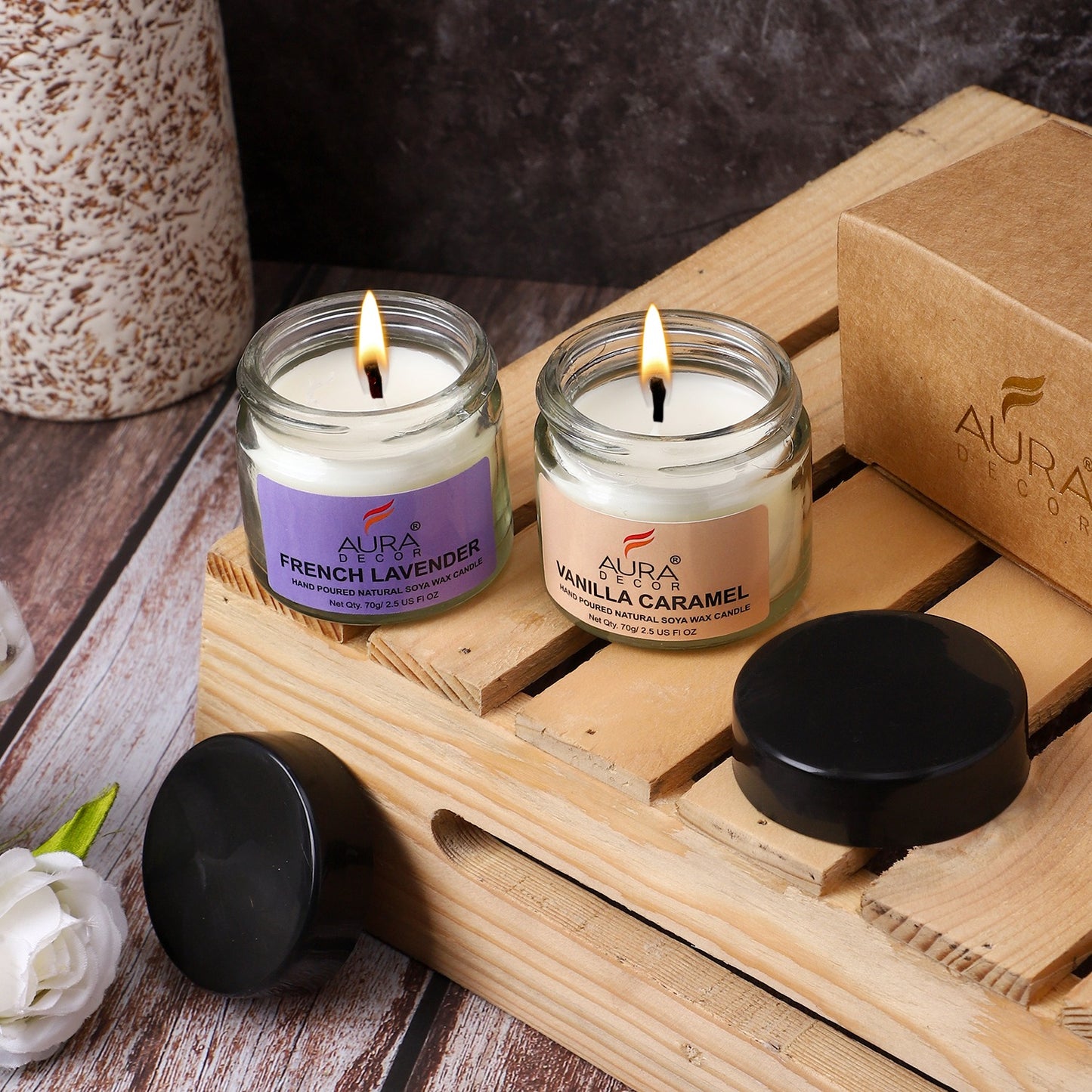 Bulk Buy AuraDecor Natural soy wax jar candle set (Pack of 50)