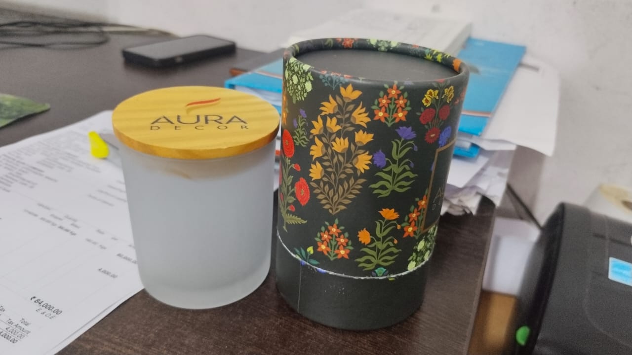 AuraDecor Glass Empty Jar for Candle Making with Wooden Lid ( 150ml )