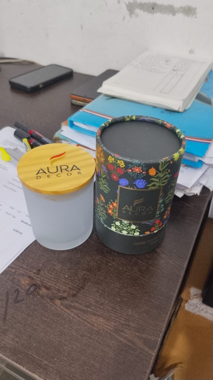 AuraDecor Glass Empty Jar for Candle Making with Wooden Lid ( 150ml )