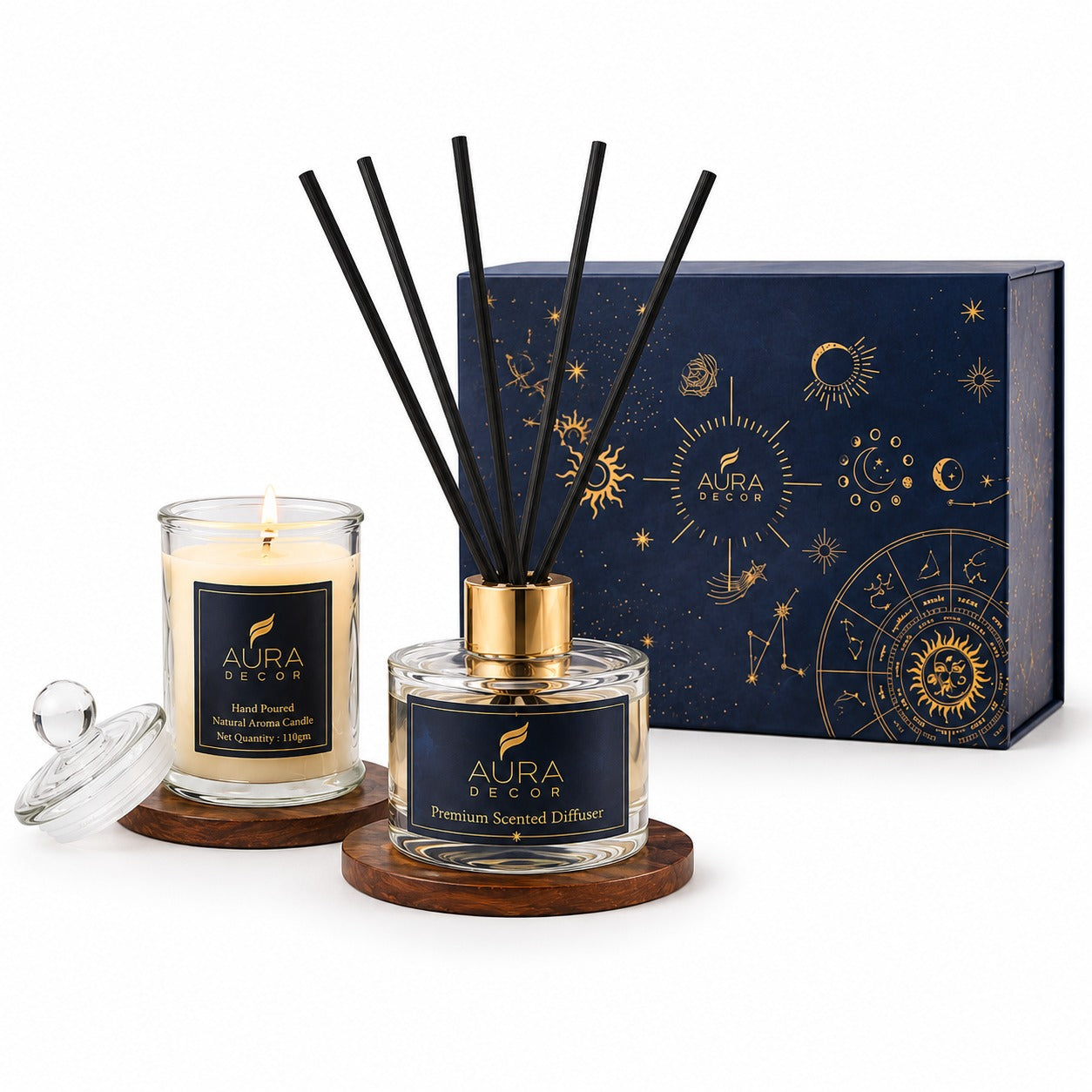 AuraDecor Blue Premium Reed Diffuser Gift Set ||Aroma Diffuser ||