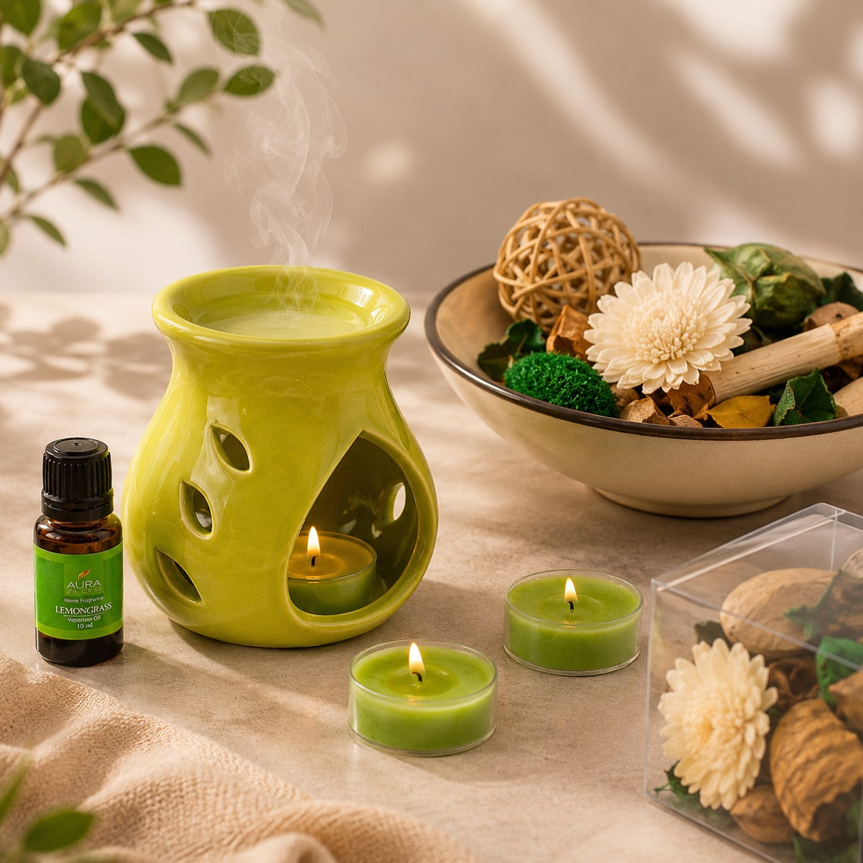 Bulk Buy AuraDecor Gift Set New ( GS-16 ) ( Diffuser , Fragrance, Potpourri & 2 Tealights ) MOQ 20 Sets
