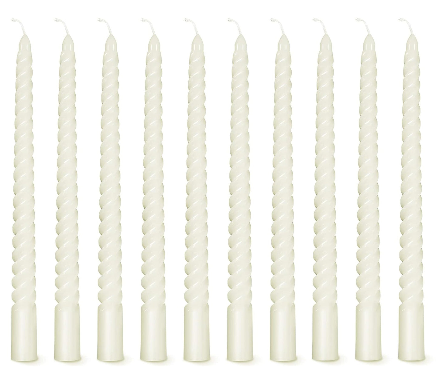 Bulk Buy AuraDecor Spiral Taper Candles Set of 10, Unscented Dripless Candlesticks, 10 Inch (Master pack of 20 box-200pcs)