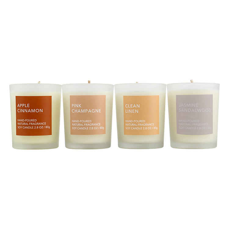 Bulk Buy Set of 4 Frosted Fragrance Glass Candle ( MOQ 16 Sets )