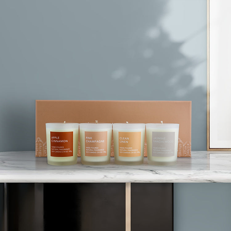 Bulk Buy Set of 4 Frosted Fragrance Glass Candle ( MOQ 16 Sets )