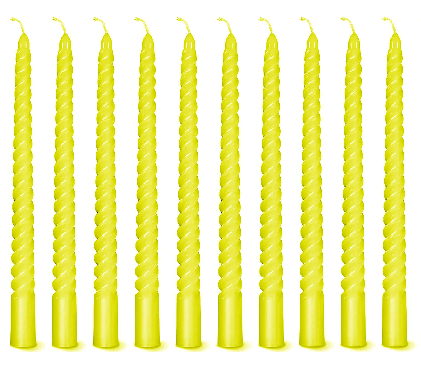 AuraDecor Spiral Taper Candles Set of 10, Unscented Dripless Candlesticks for Home Decor, Dinner, 10 Inch