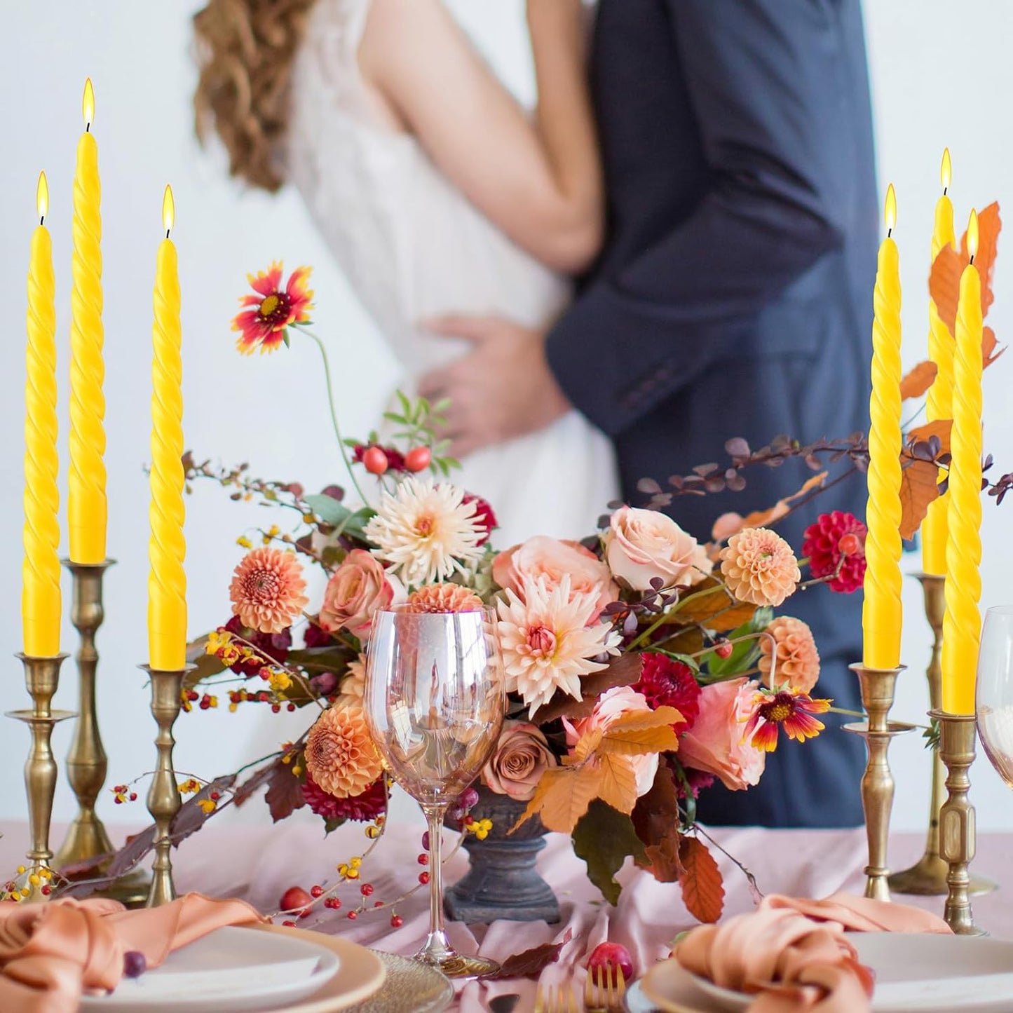 AuraDecor Spiral Taper Candles Set of 10, Unscented Dripless Candlesticks for Home Decor, Dinner, 10 Inch