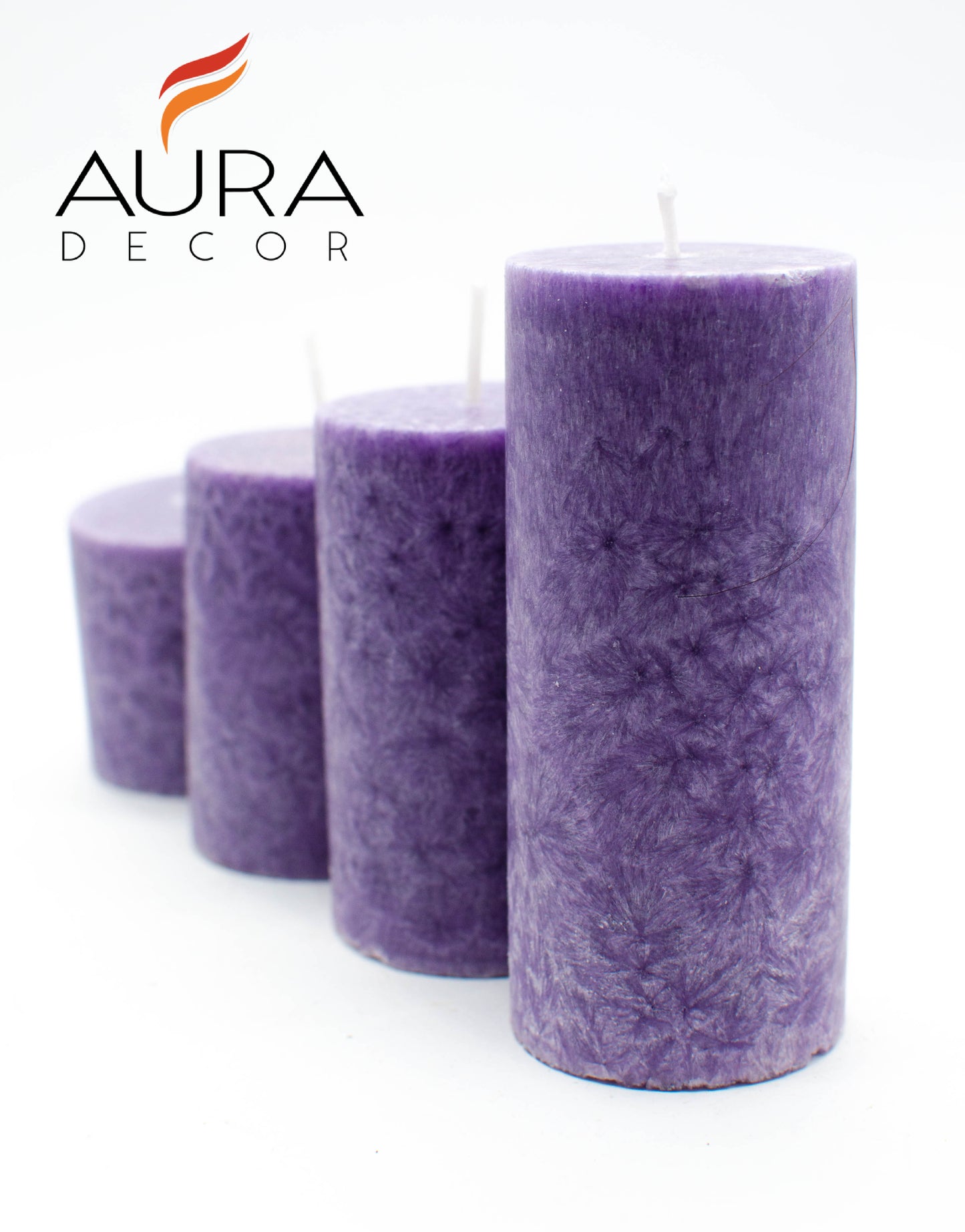 AuraDecor Set of 4 Pillar Candles (Marble finish)