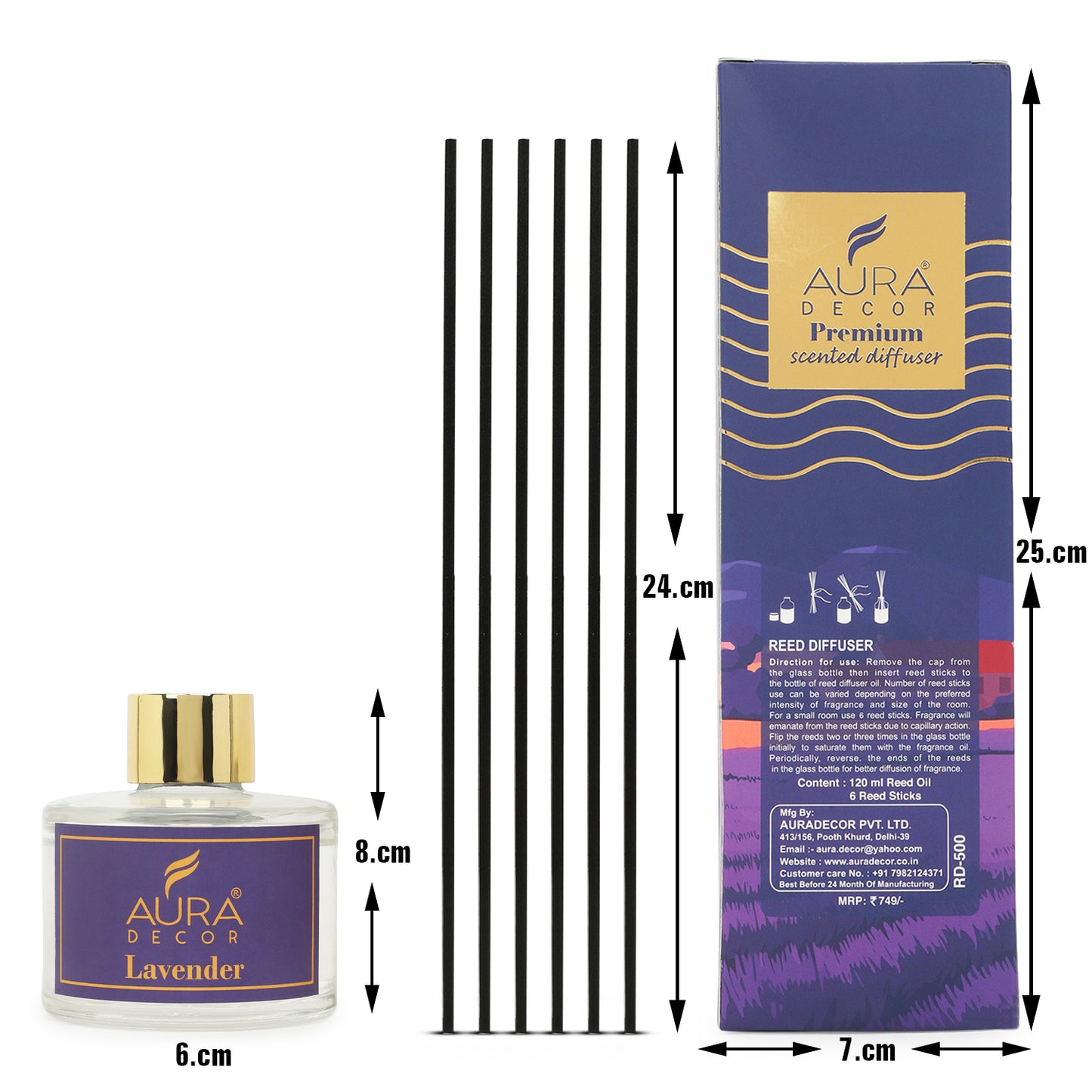 Auradecor Elysian Reed Diffuser - Lavender & Oudh |Aroma Diffuser| (RD-500)