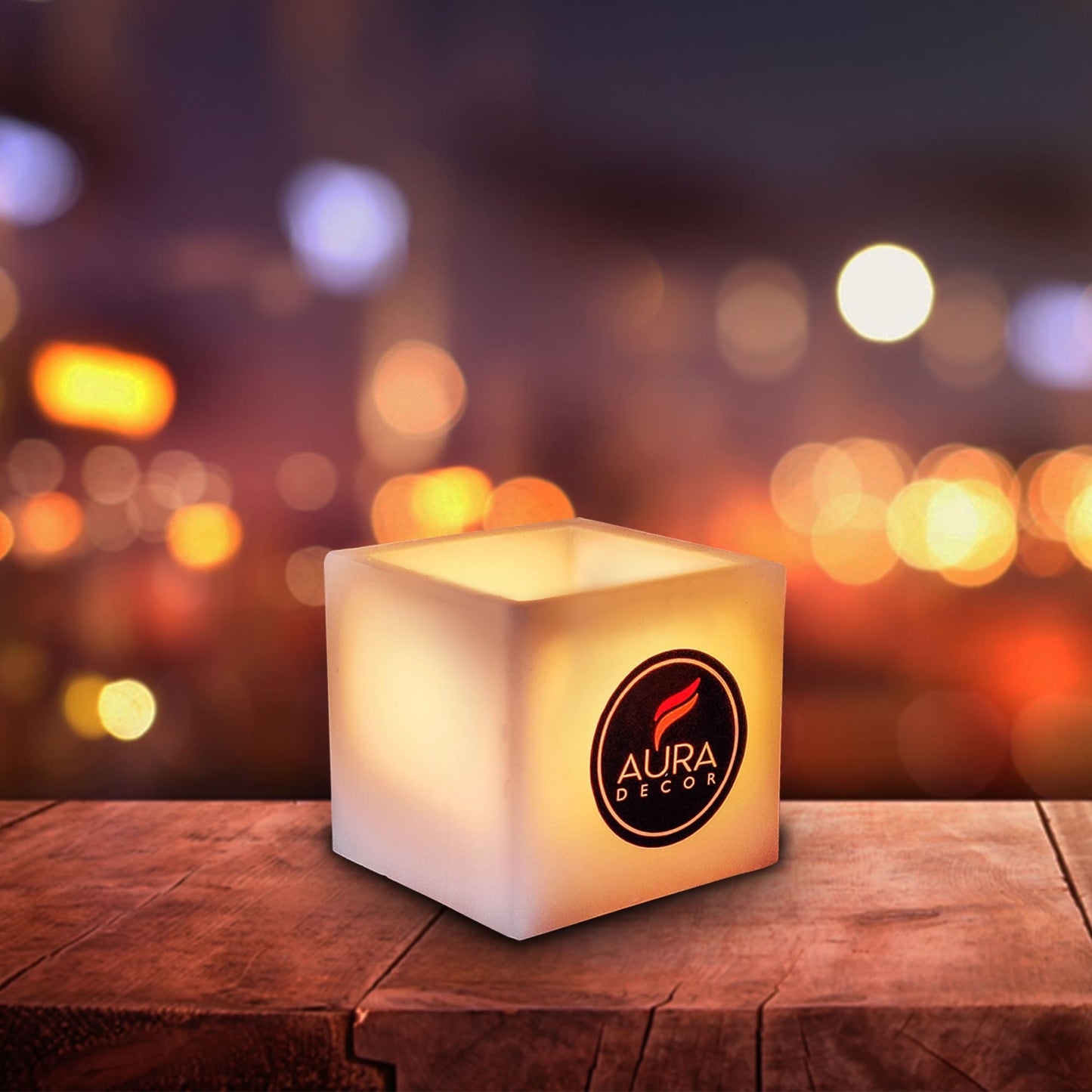 AuraDecor 3*3*3 Inch White Hollow Square Candle