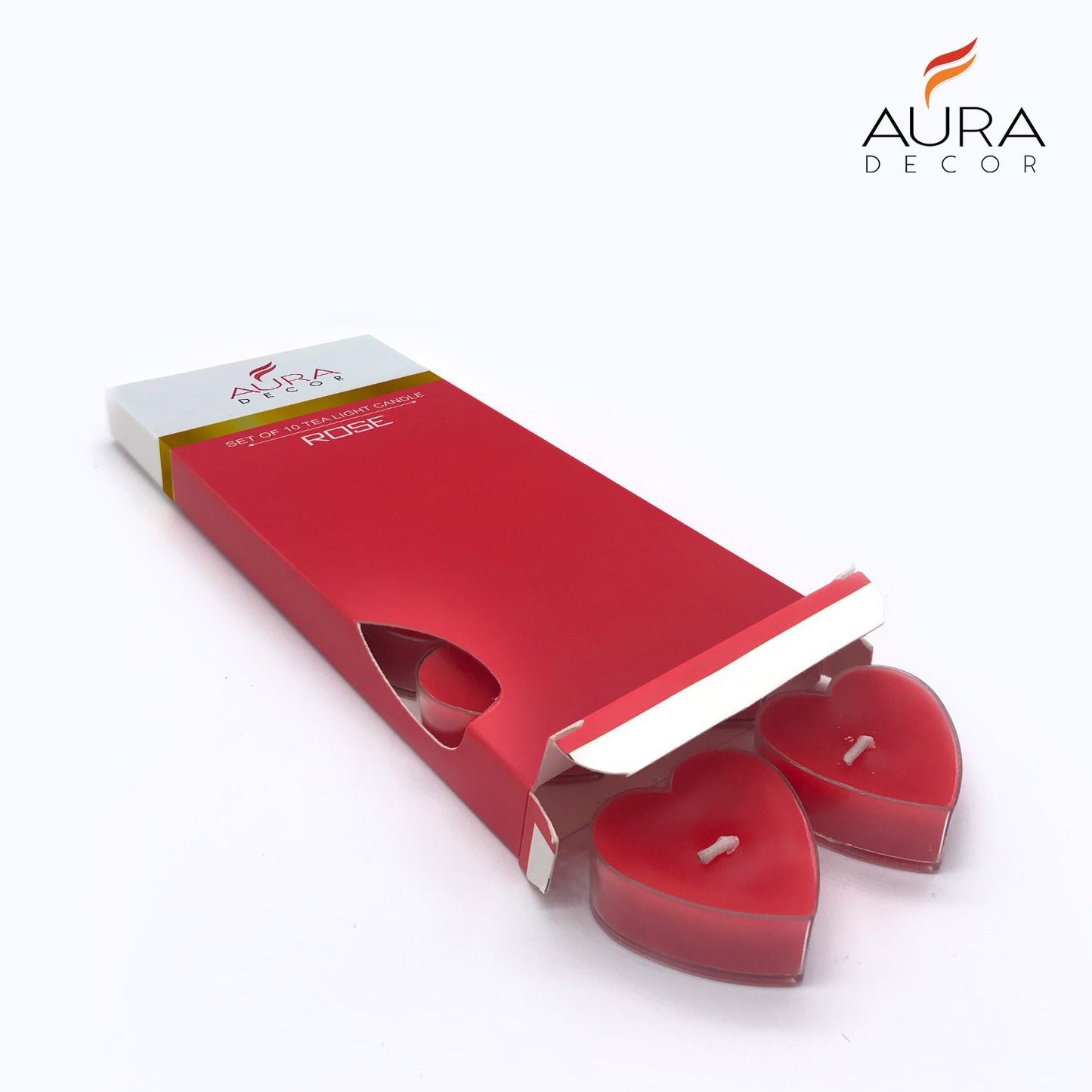 AuraDecor Fragrance Rose Heart Shape Tealight ( Bulk Pack of 100 Packets )