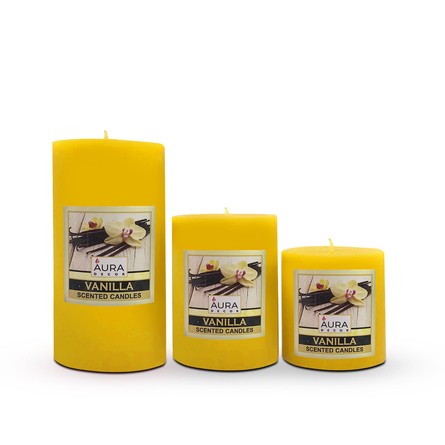 Bulk Buy AuraDecor Pillar Candle Gift Set of 3 ( 3*3, 3*4, 3*6 inches ) ( MOQ 12 Sets )