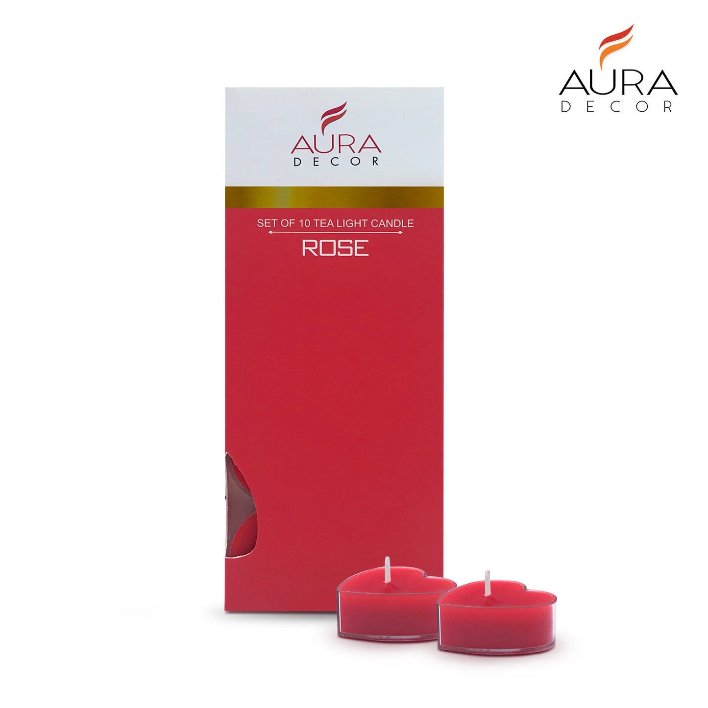 AuraDecor Fragrance Rose Heart Shape Tealight ( Pack of 10 )