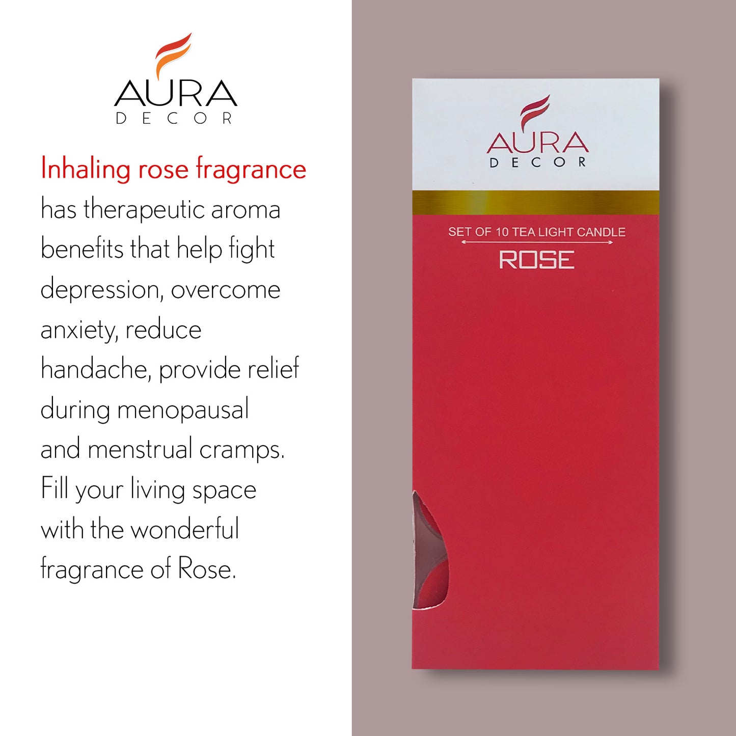 AuraDecor Fragrance Rose Heart Shape Tealight ( Bulk Pack of 100 Packets )