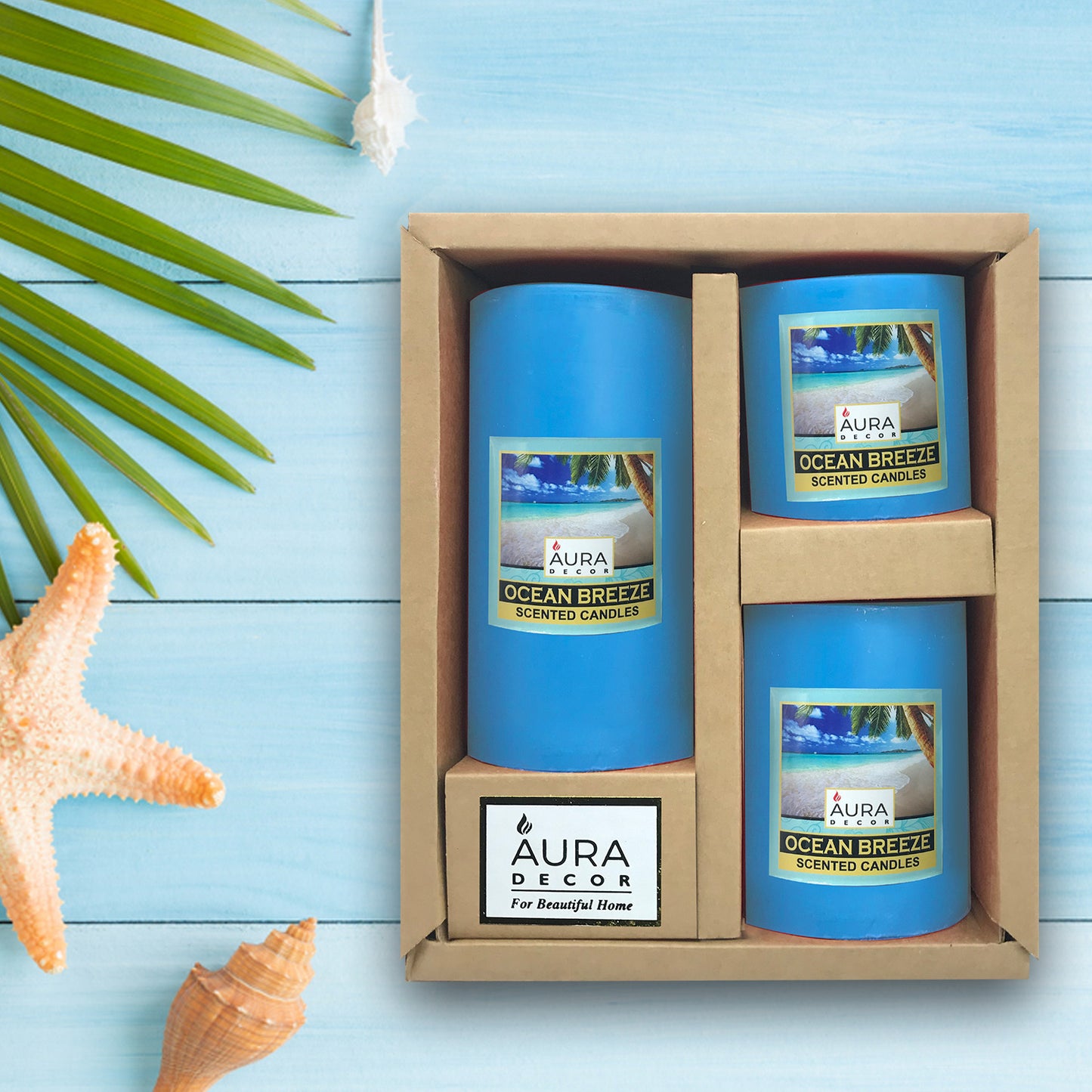 Bulk Buy AuraDecor Pillar Candle Gift Set of 3 ( 3*3, 3*4, 3*6 inches ) ( MOQ 12 Sets )