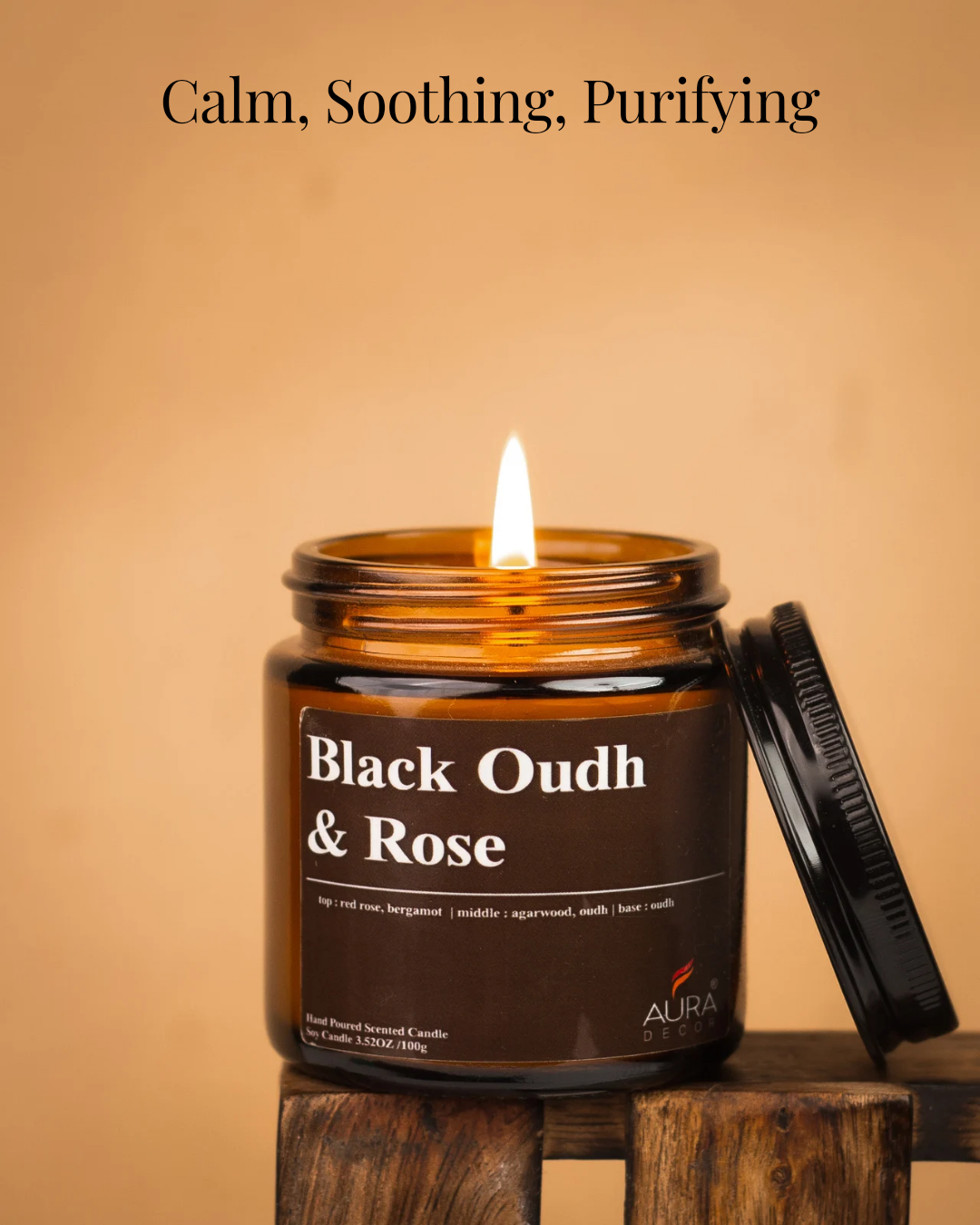 AuraDecor Amber Jar 100gm , Soya Wax Jar Candle , Premium Fragrances