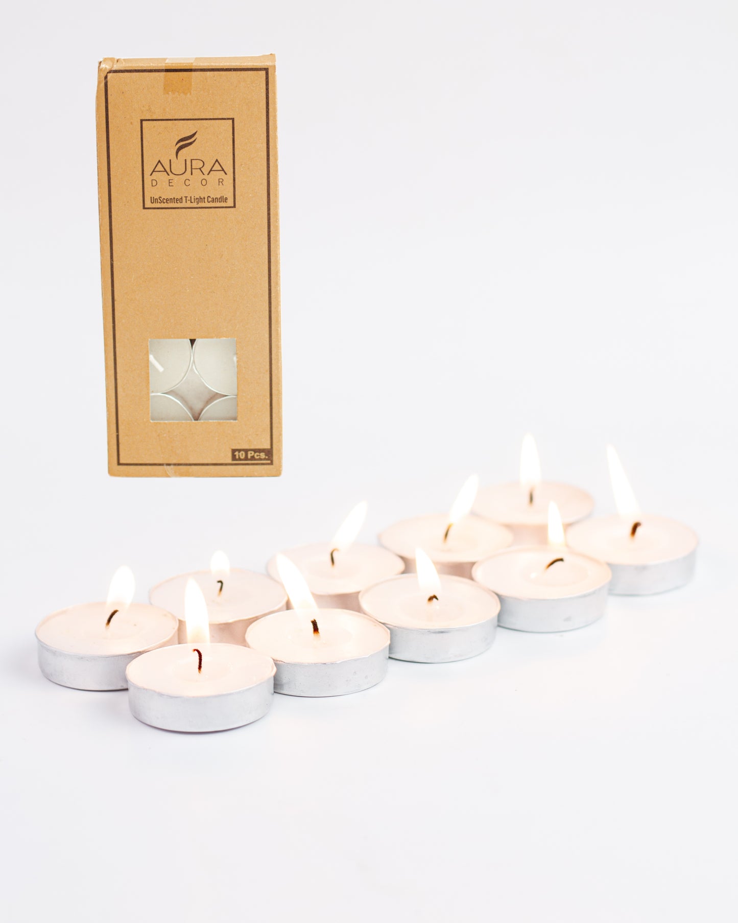 Pack of 10 Tealights, Unscented, Smokeless Tealight Candles
