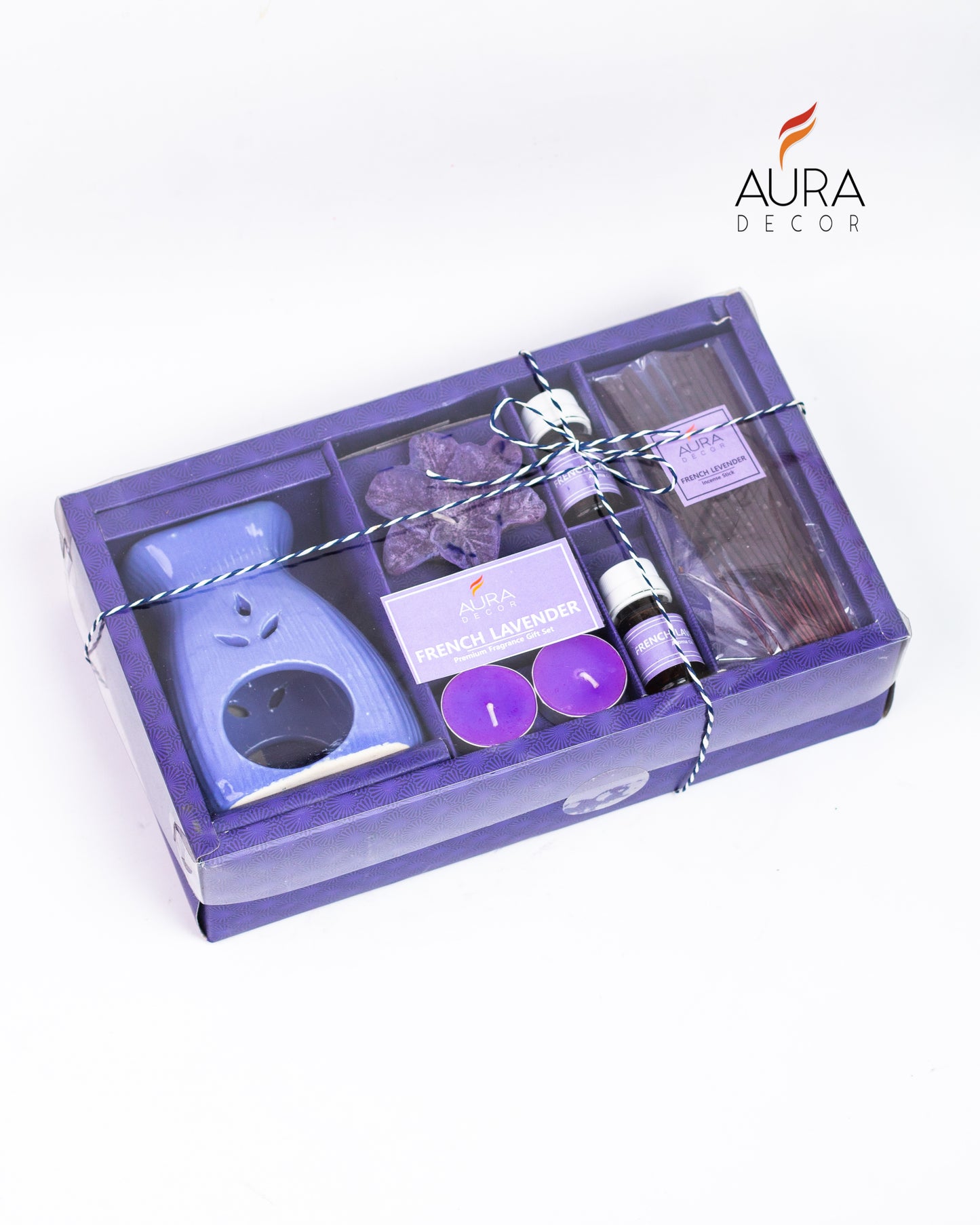 AuraDecor Aroma Diffuser Gift Set with Incense Sticks & Floating Candles ( Lavender Blue ) GS-15