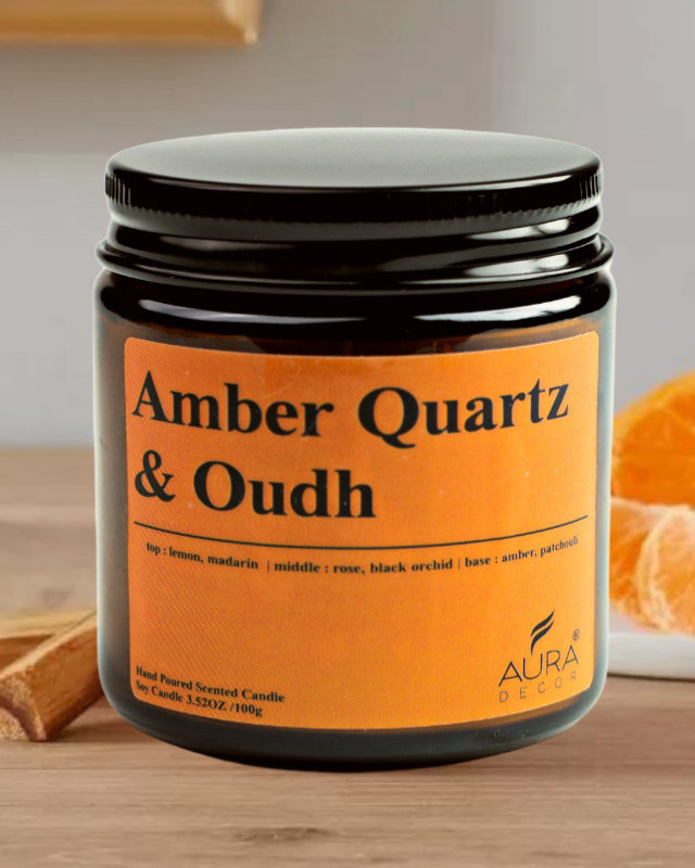AuraDecor Amber Jar 100gm , Soya Wax Jar Candle , Premium Fragrances