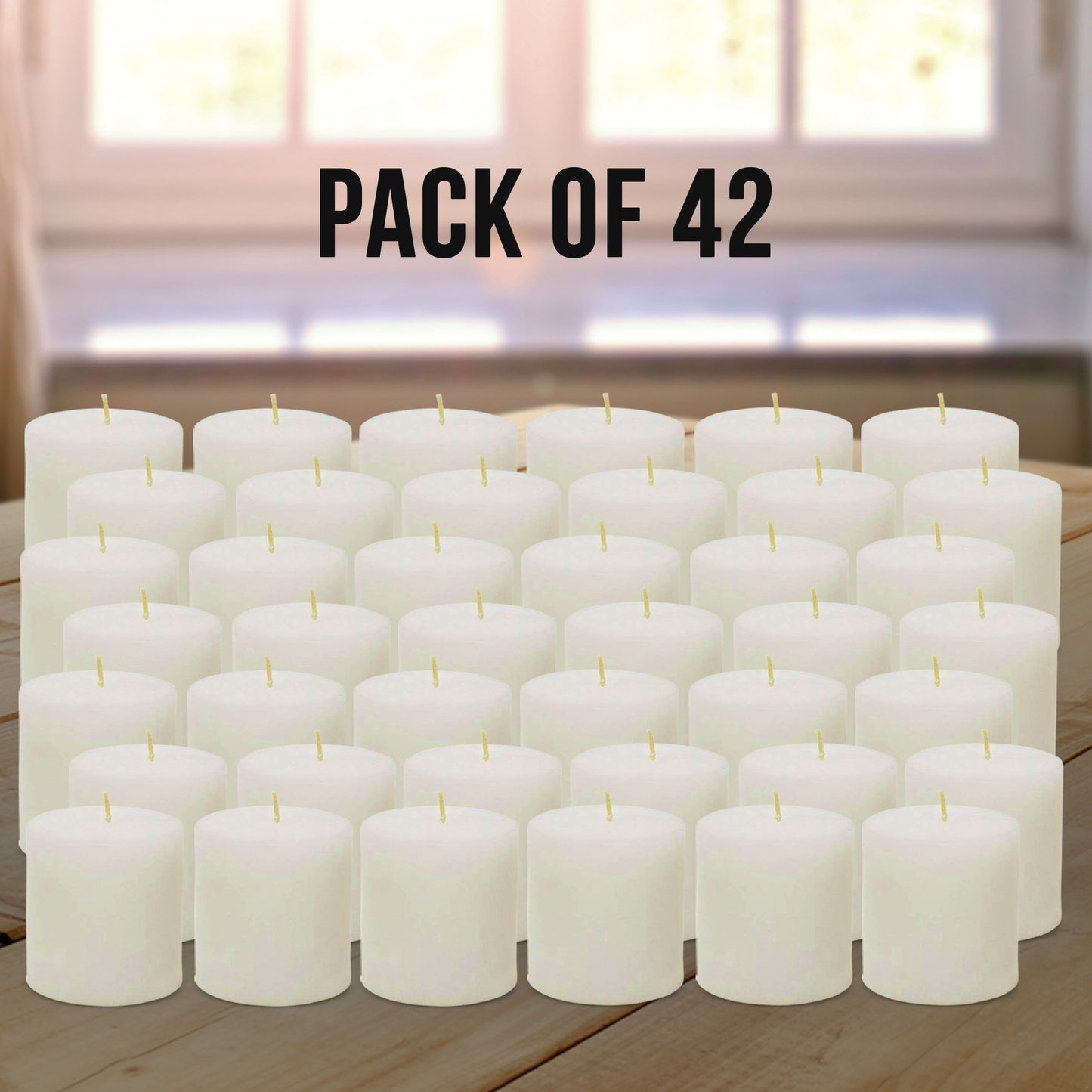 AuraDecor Pack of 42 Votives Unscented Candles ( Burning Time 9 Hours Each )