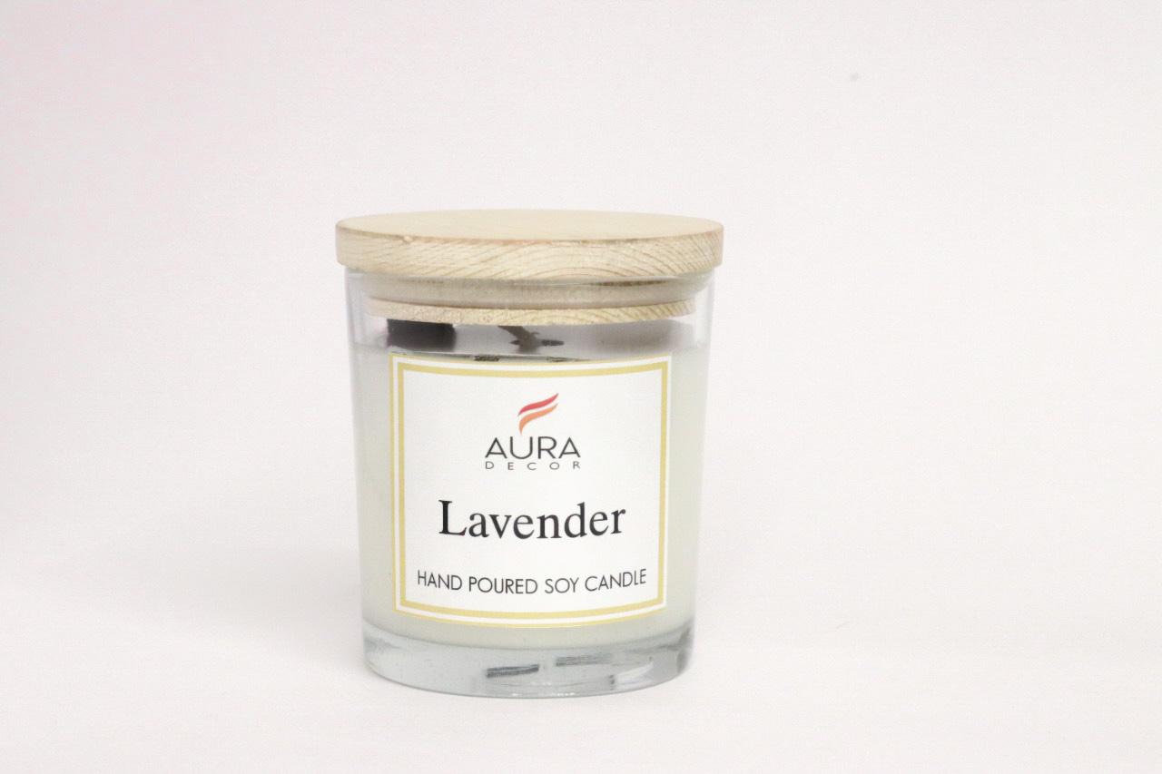 AuraDecor HandPoured Soy Wax Candle with Wooden Lid & in a Gift Box