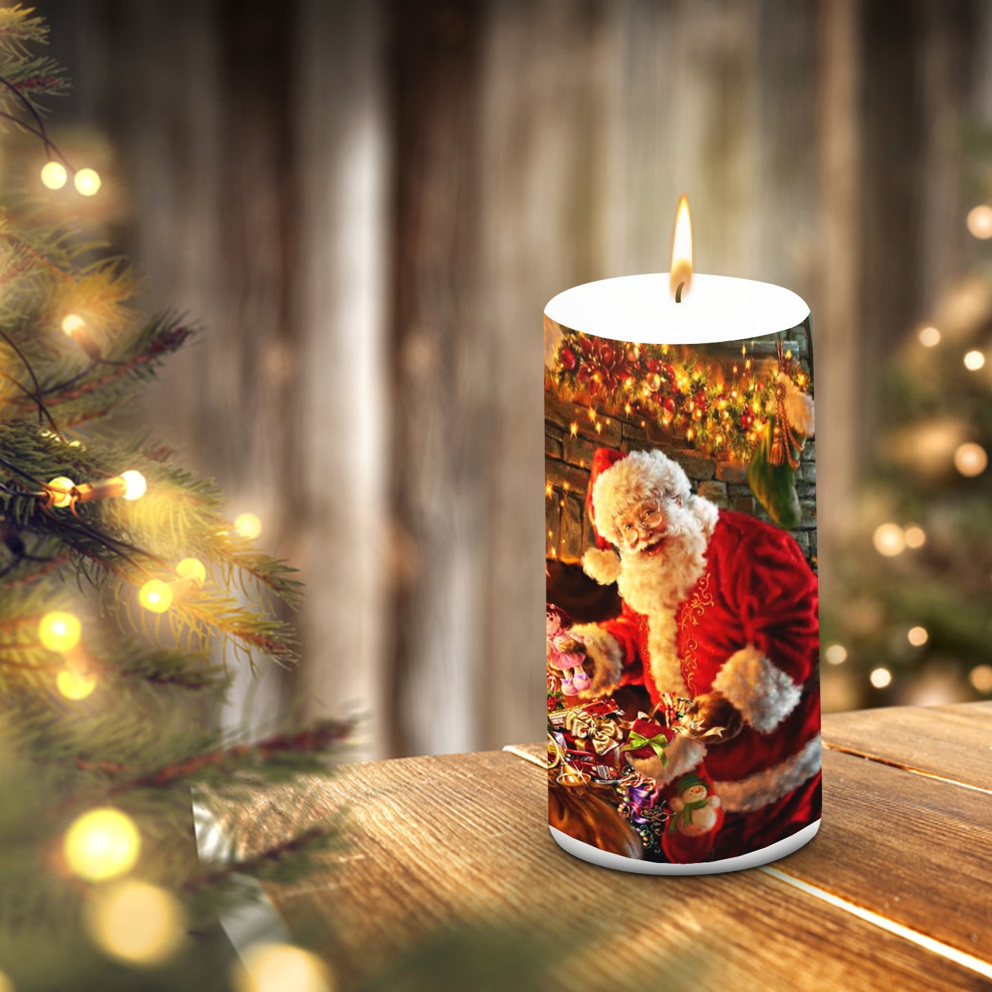 Pillar Candle Christmas 3*6 inch Unscented Santa