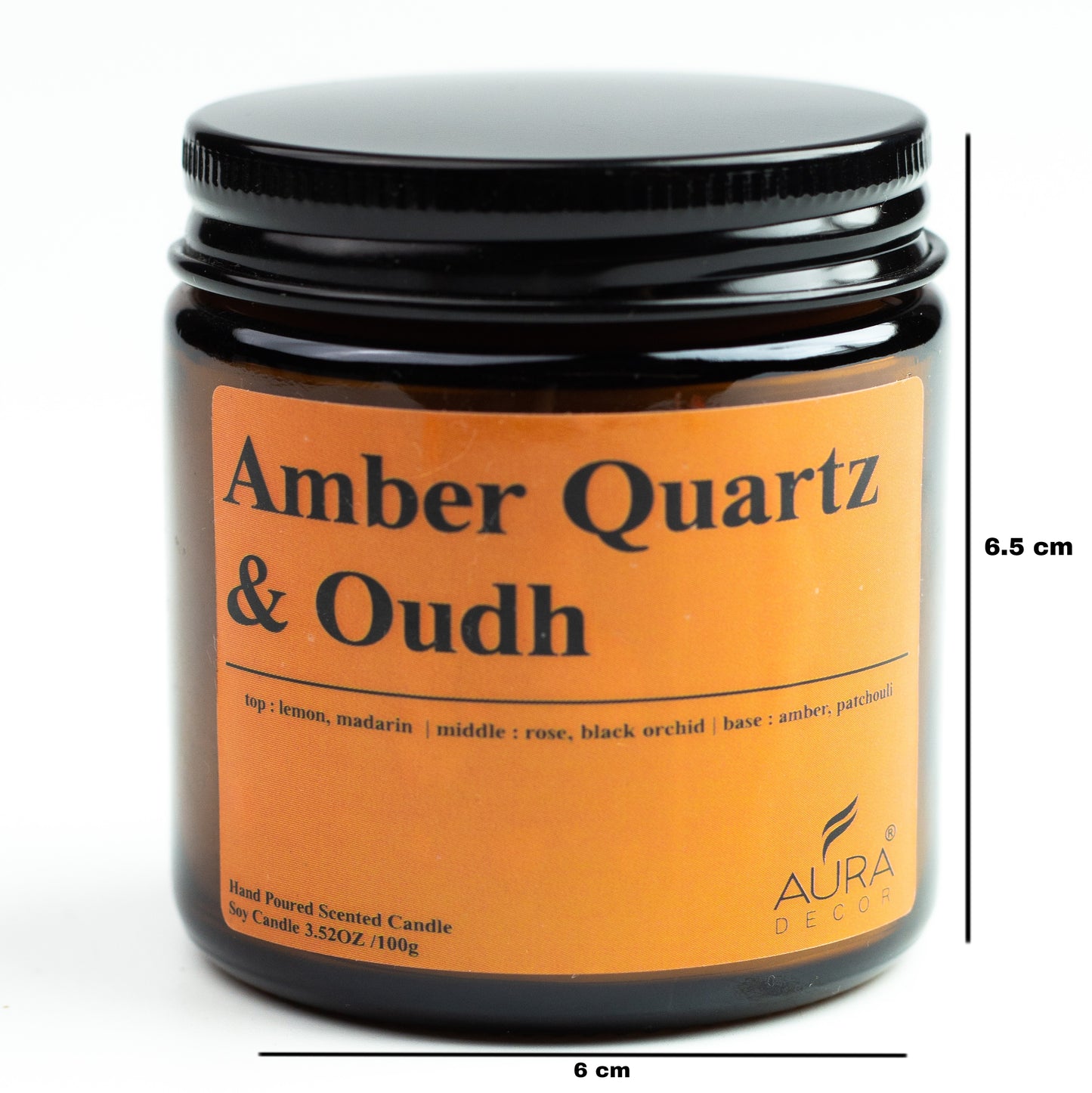 AuraDecor Amber Jar 100gm , Soya Wax Jar Candle , Premium Fragrances
