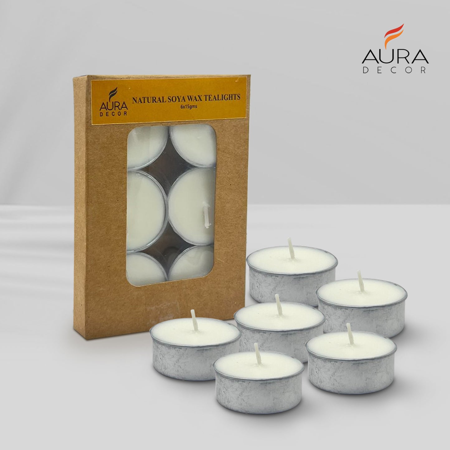 Bulk Buy Master Pack of Soy Wax Tealight ( 100% Pure , Organic Natural ) ( Pack of 6 Tealights ) ( Master 50 Packets )