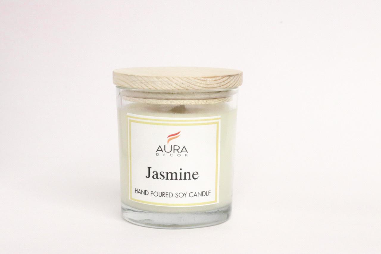 AuraDecor HandPoured Soy Wax Candle with Wooden Lid & in a Gift Box