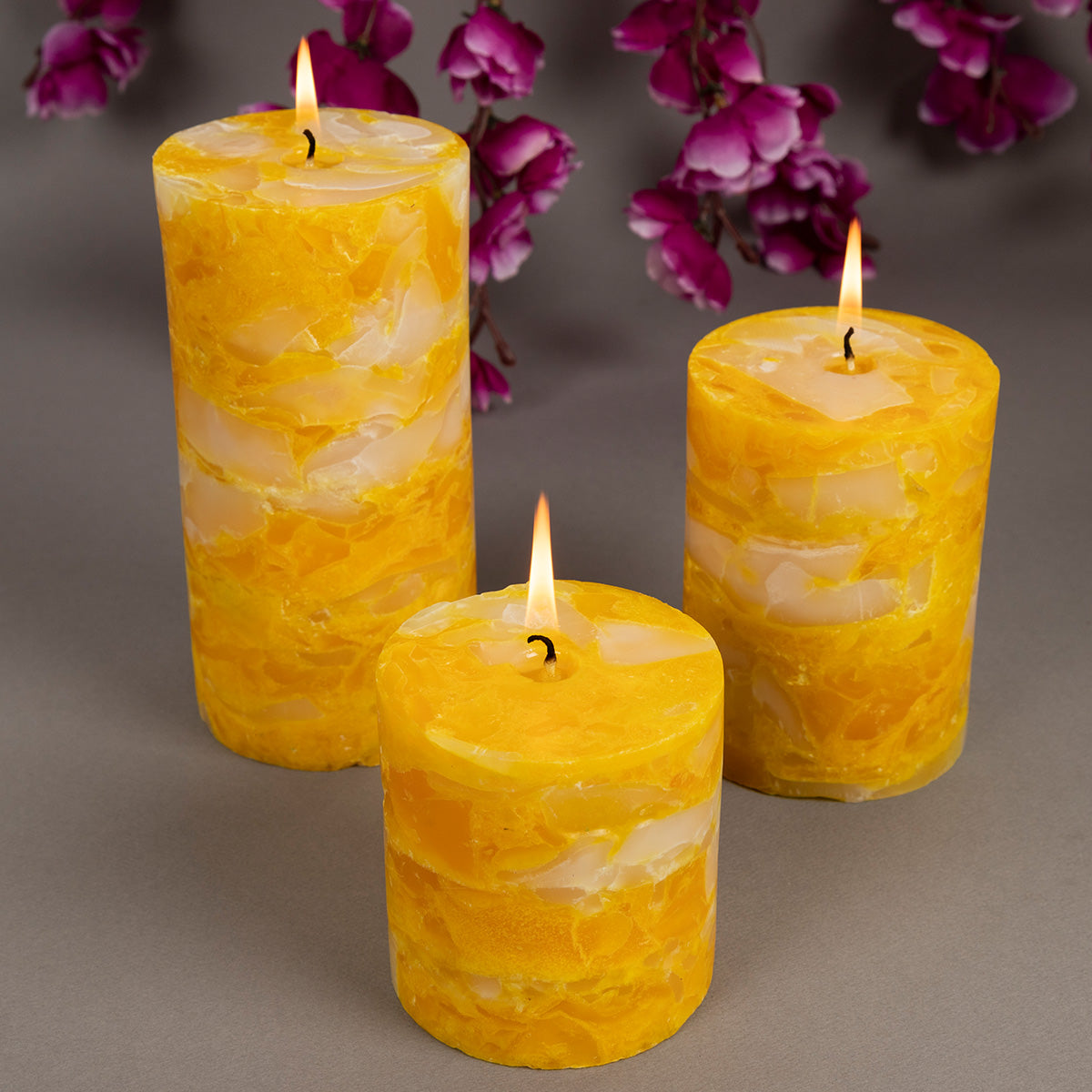 Bulk Buy Pillar Candle Set of 3 Candles ( 3*3, 3*4 , 3*6 Inches ) ( 12 Set Bulk Buy )