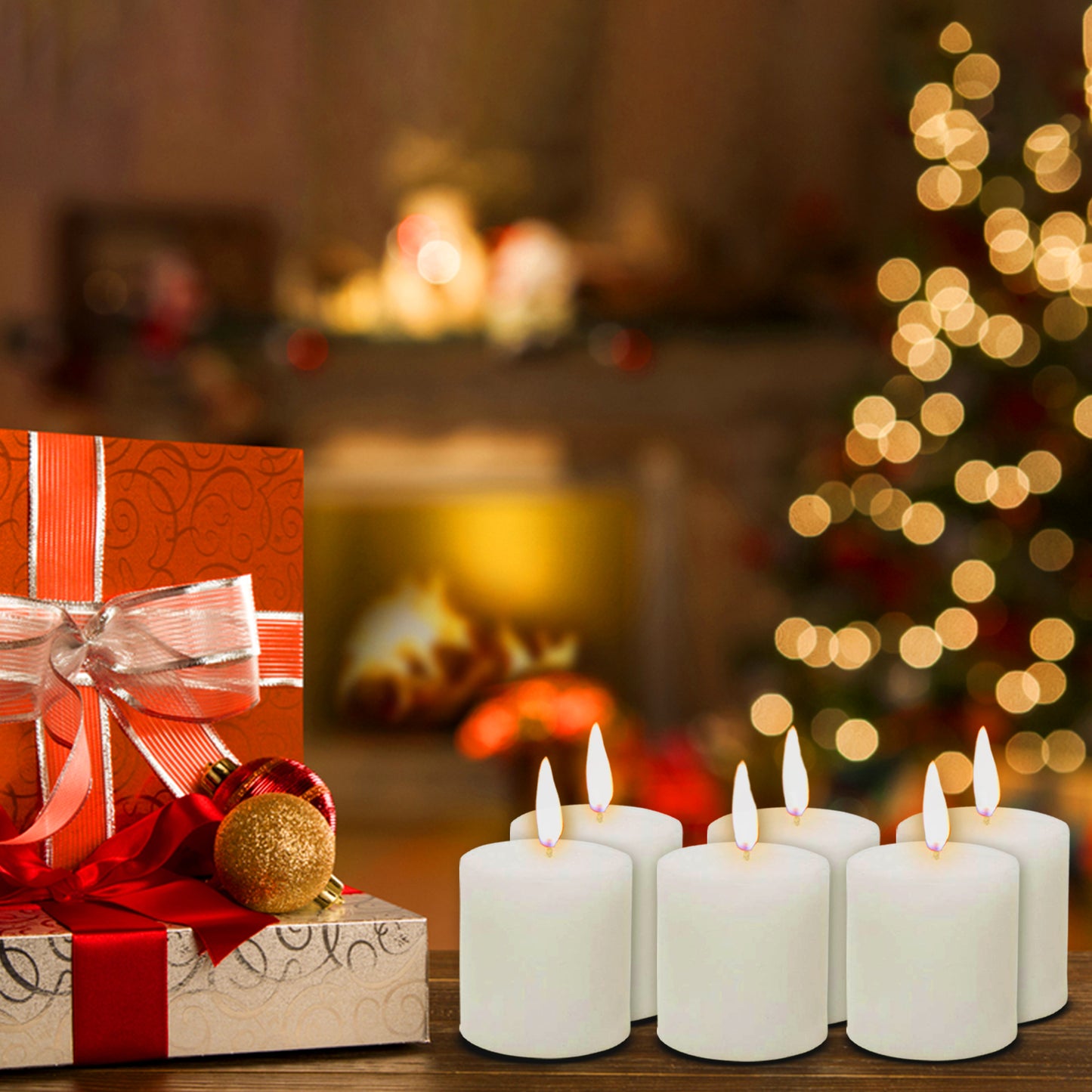 AuraDecor 2 inch Dia White Unscented Pillar Candle