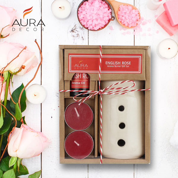 AuraDecor Aroma Oil Burner Gift Set ( English Rose ) GS 03
