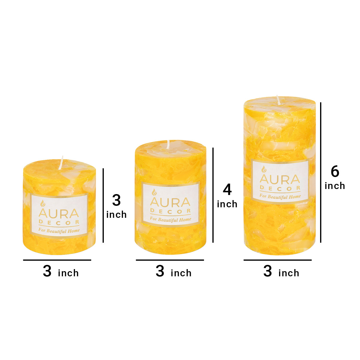 Bulk Buy Pillar Candle Set of 3 Candles ( 3*3, 3*4 , 3*6 Inches ) ( 12 Set Bulk Buy )