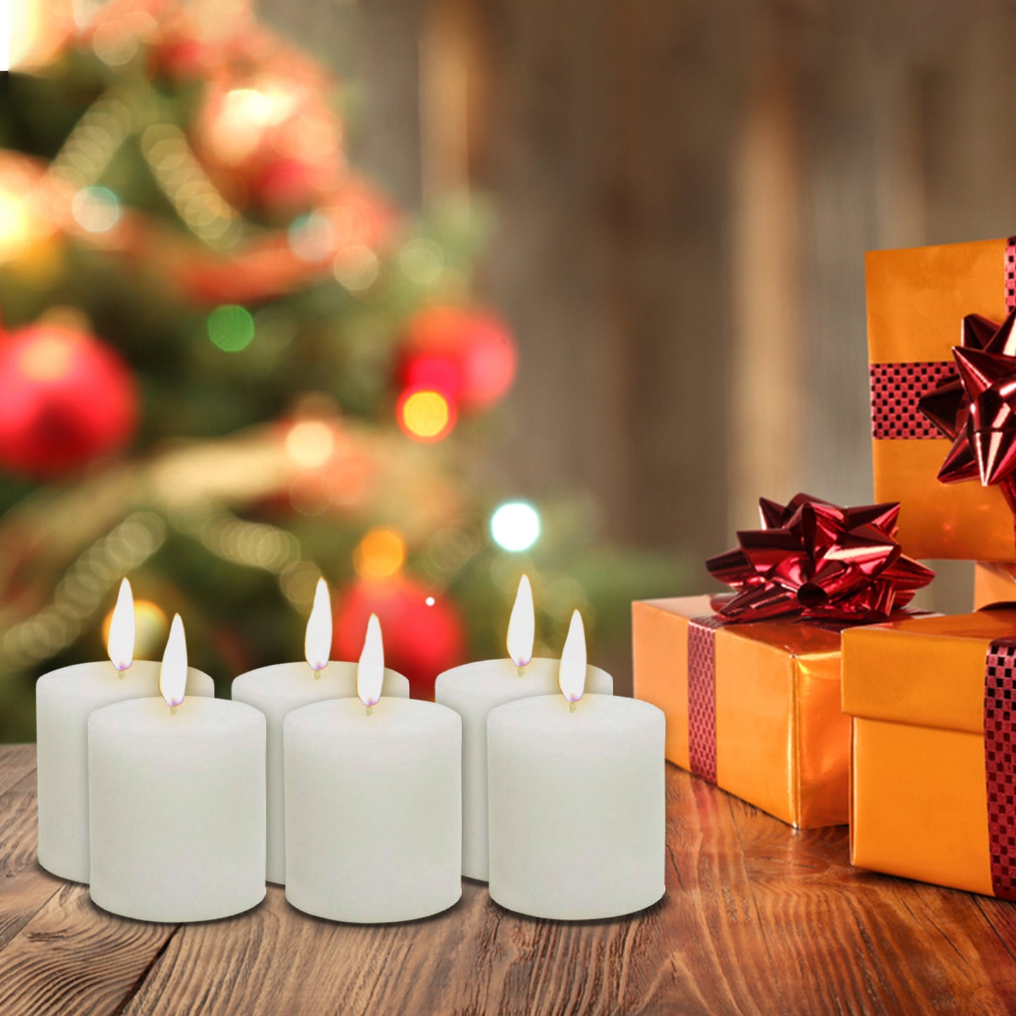 AuraDecor 2 inch Dia White Unscented Pillar Candle