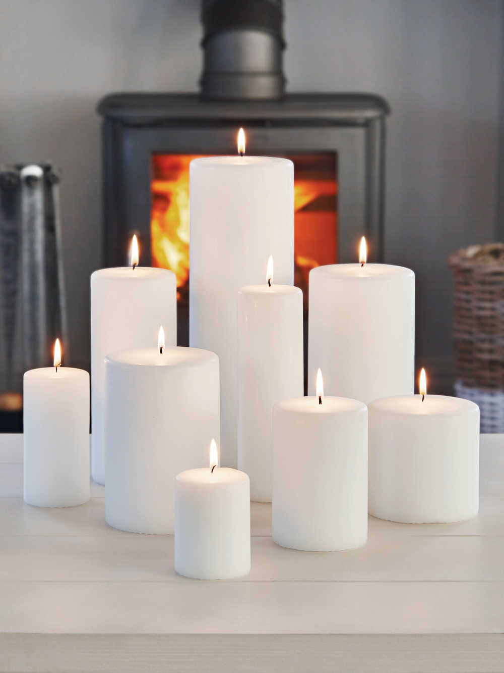 AuraDecor Bulk Buy White Pillar Candles in Different Sizes White Unscented