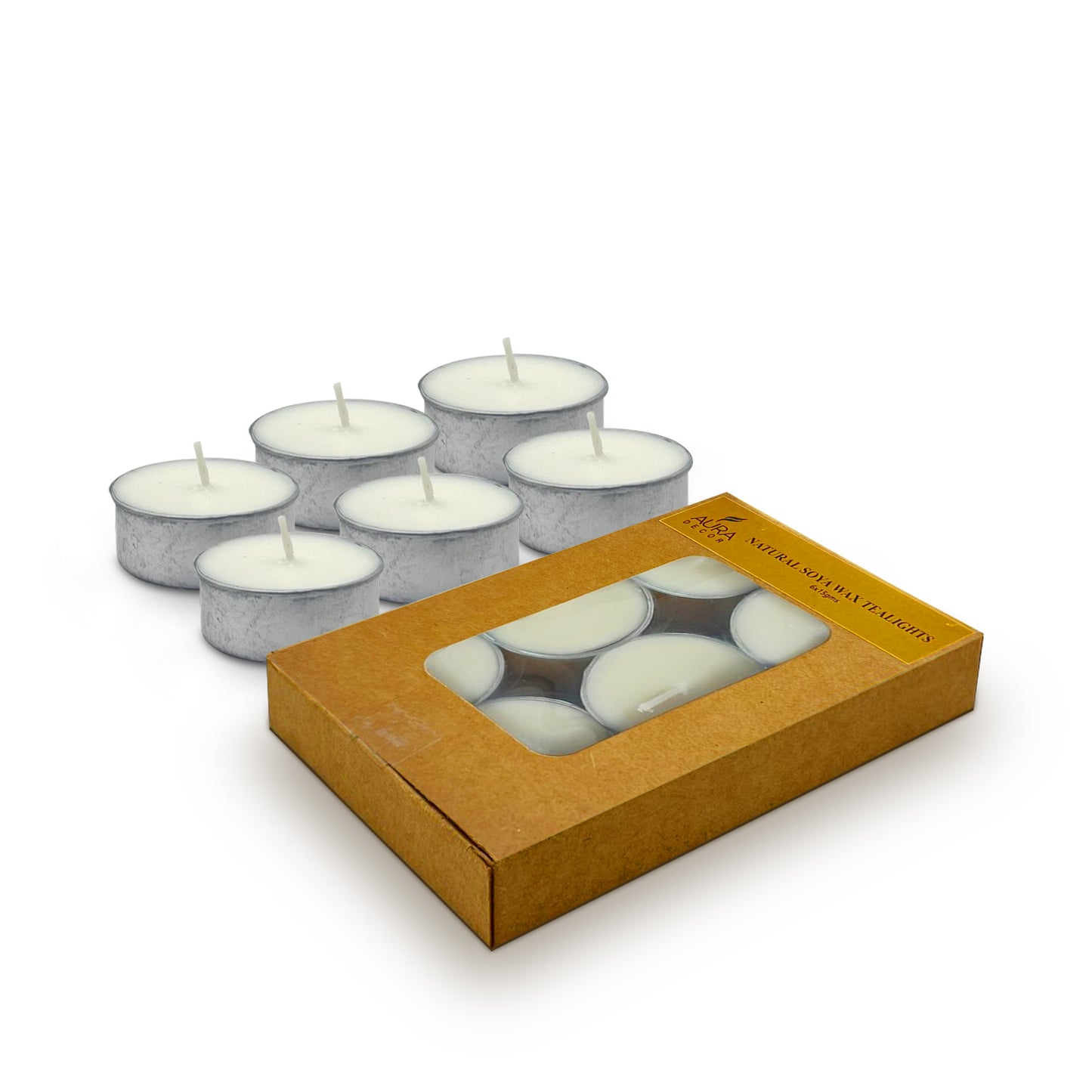 Bulk Buy Master Pack of Soy Wax Tealight ( 100% Pure , Organic Natural ) ( Pack of 6 Tealights ) ( Master 50 Packets )