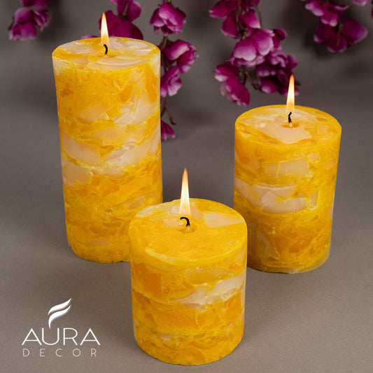 Vanilla Fragrance Chunk Pillar Candle ( 3*3, 3*4, 3*6 inch )