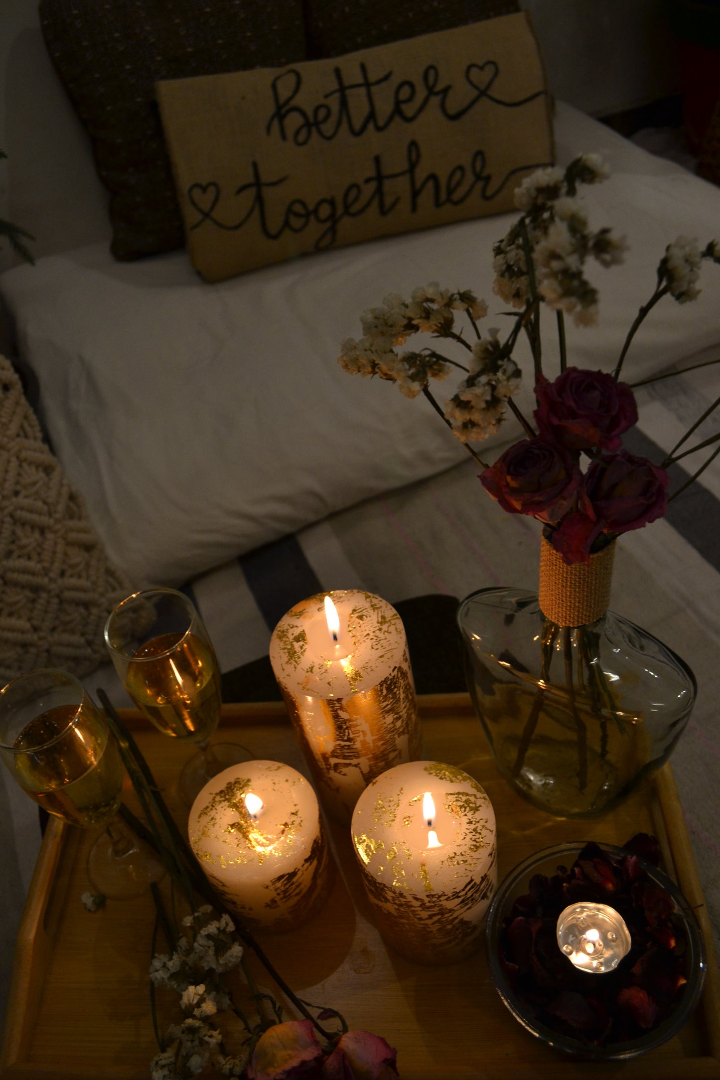 AuraDecor Set of 3 Gold Dust Pillar Candles ( 3, 4, 6 Inches )
