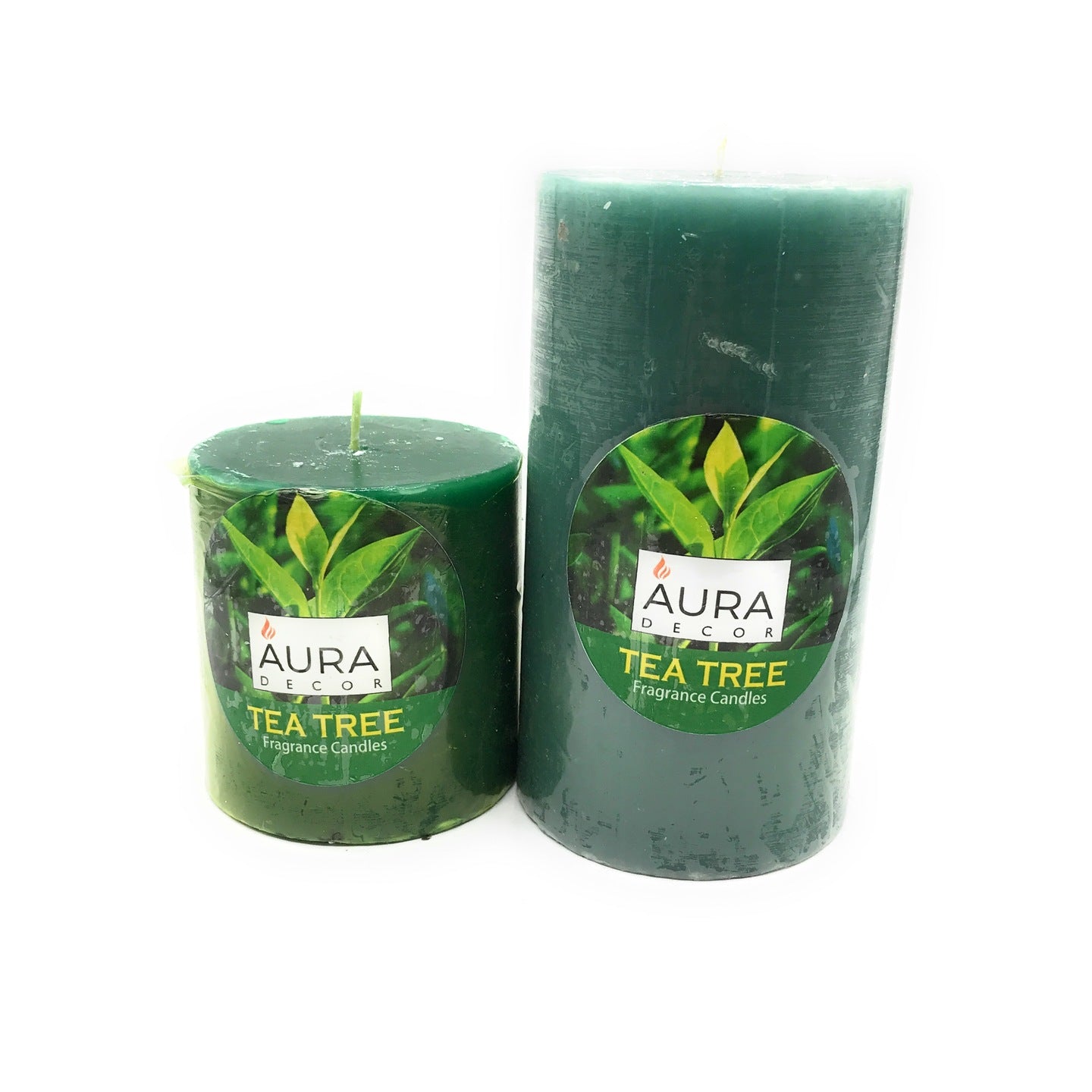 AuraDecor Pack of 2 Teatree Fragrance 3*3 & 3*6 Pillar Candles - auradecor.co.in