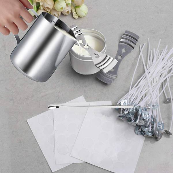 Candle Making Kit DIY with Candle Make Pouring Pot and Spoon, 20Pcs Candle Wicks and Glue Stick & 1/2 kg Paraffin Wax/ Soy Wax Chunks