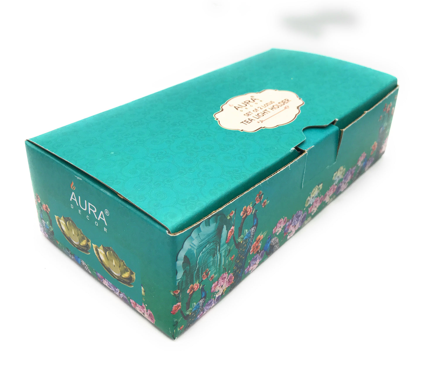 Set of 2 Lotus Tealight Holder Gift Set with 2 Tealight Candles ( Master Qty 52 Sets )
